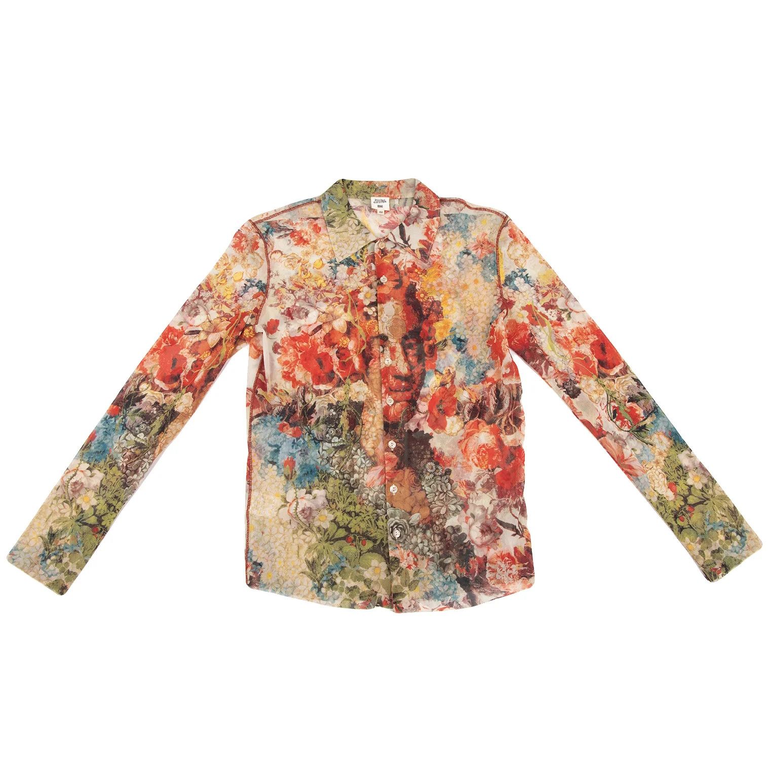 Jean Paul Gaultier Floral Print Power Net Shirt in Red Other 48 Size US M / EU 48-50 / 2 - 1 Thumbnail
