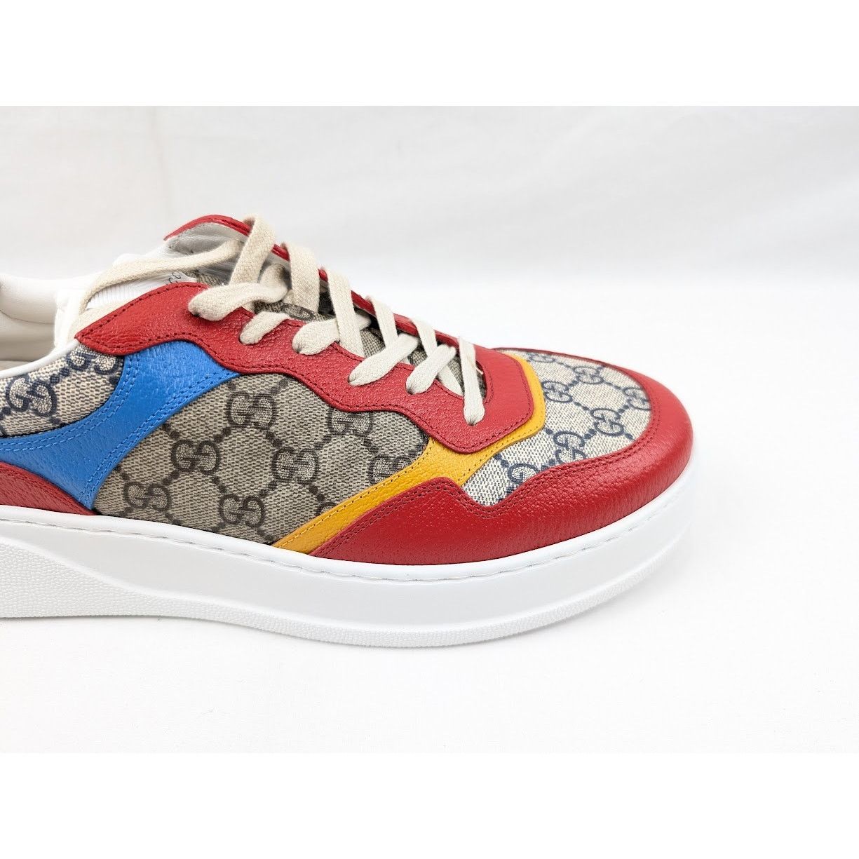 Gucci o1rshd1 Supreme Low-Top Sneakers in Beige/Blue/Red Size US 12.5 / EU 45-46 - 3 Thumbnail