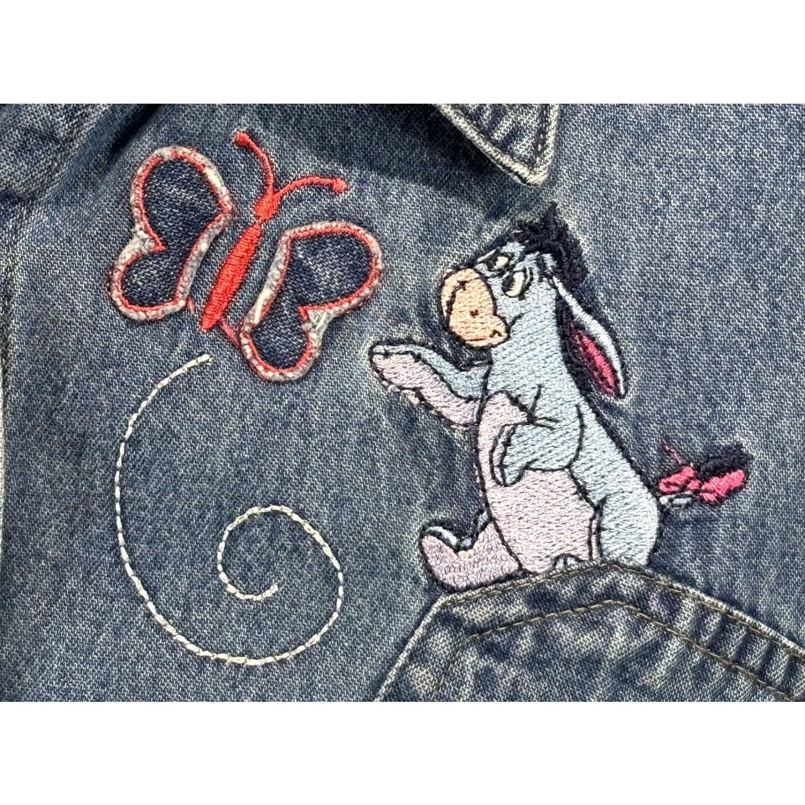 Disney VINTAGE Disney Pooh Denim Button-Up Shirt Women Plus Size 18W 20W Long Sleeve Cotton 90s Embroidered Casual Size XXL / US 16-18 / IT 52-54 - 7 Thumbnail