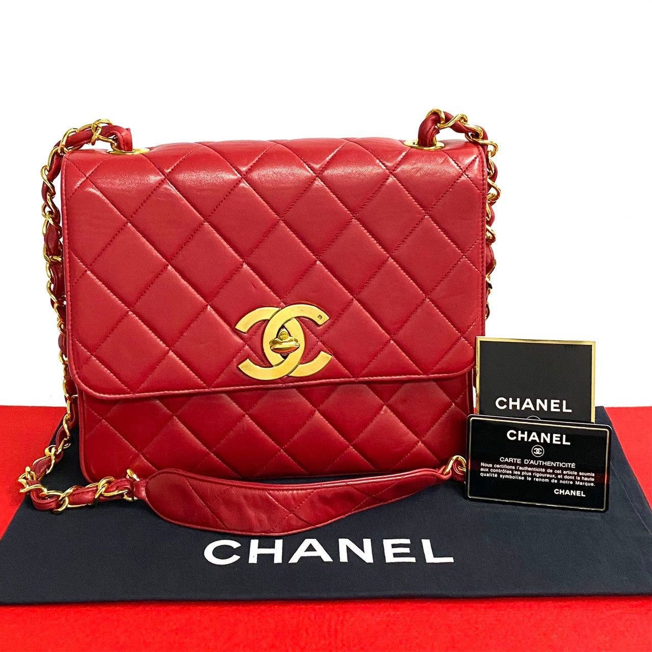 Chanel Chanel Shoulder Bag Red Lambskin Size ONE SIZE - 1 Thumbnail