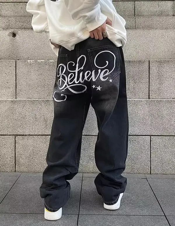 VIBE Vintage washed letter print rare jeans Size US 34 / EU 50 - 4 Thumbnail