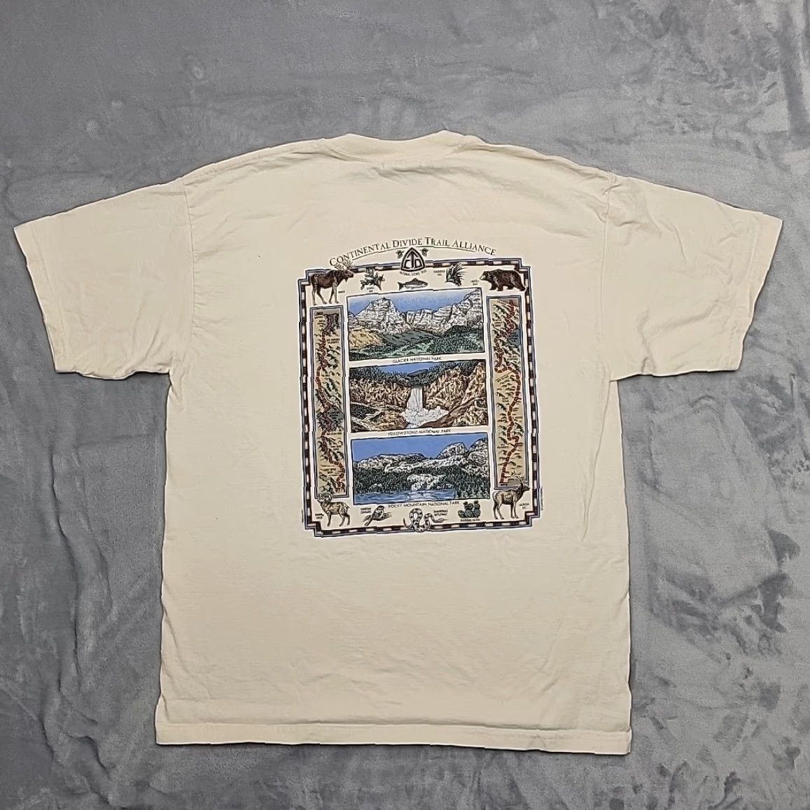 Vintage VINTAGE REI Shirt Men L Cream Continental Divide Trail Alliance Glacier Yellowstone Park Shirt Mens L White Size US L / EU 52-54 / 3 - 4 Thumbnail