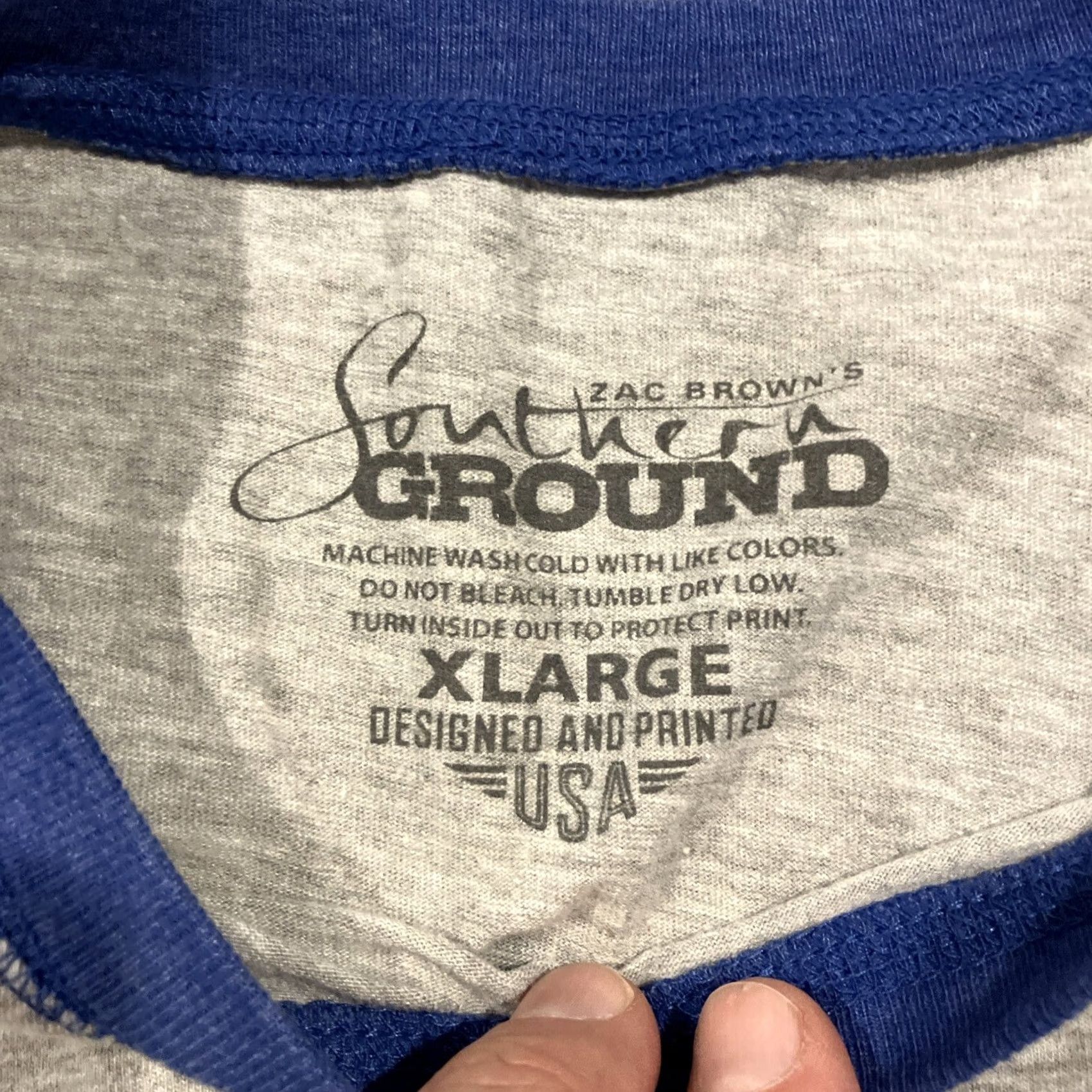 Vintage Zac Brown Band Citi Field Flushing New York 8/19/16 Baseball T Shirt XL 3/4 Sleeve Gray Men Regular Shirt Size US XL / EU 56 / 4 - 3 Thumbnail
