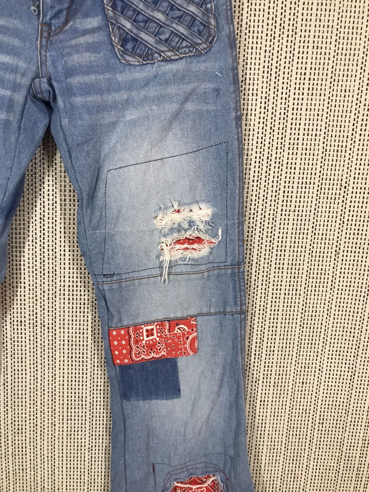 Japanese Brand ‼️JAPANASE BRAND BOOTCUT DENIM CUSTOM BANDANA PATCH‼️ Size US 29 - 4 Thumbnail
