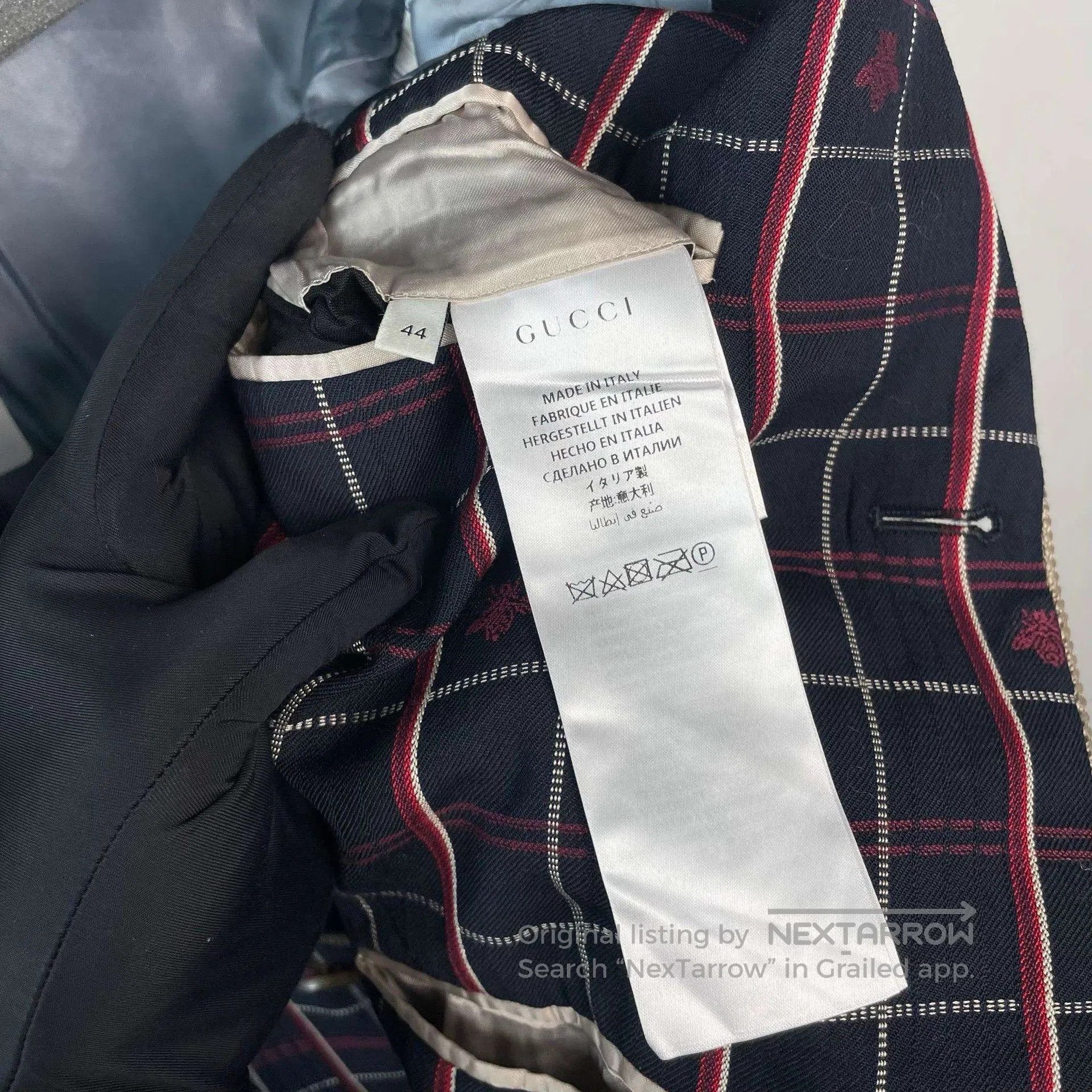 Gucci Guicci Deep blue checkered bee full print suit jacket| Size US S / EU 44-46 / 1 - 7 Thumbnail