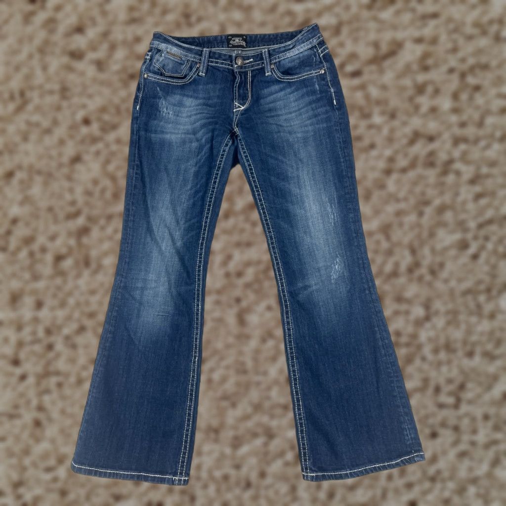 Denime ReRock Jeans Women's Blue Denim Bootcut 28x28 Low Rise Distressed 6 Regular 5-Pocket Comfort Stretch N/A Size 28" / US 6 / IT 42 - 1 Thumbnail