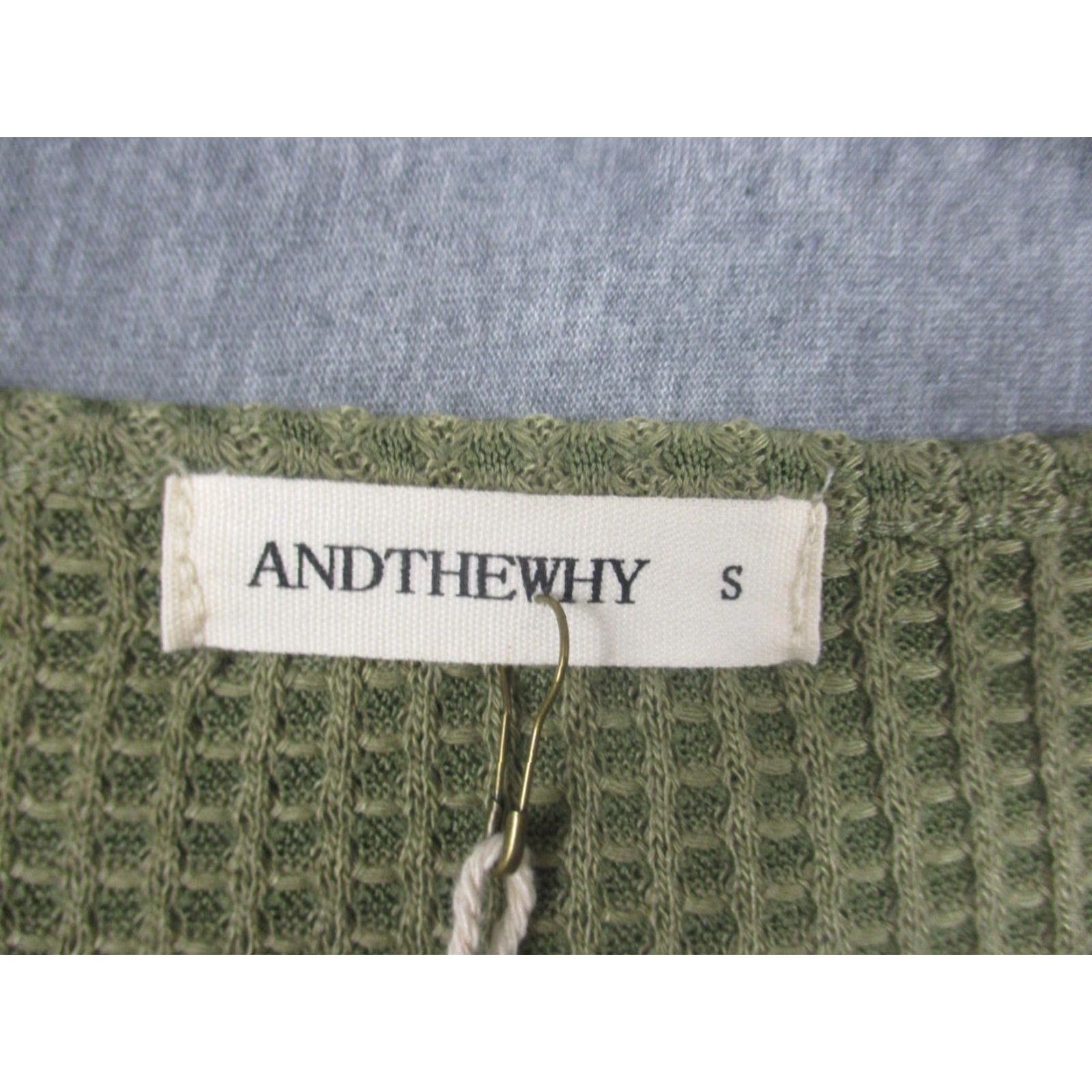 Bell ANDTHEWHY Blouse Tunic Womens Small Green Waffle Knit Bell Sleeve Ruffle Top Size S / US 4 / IT 40 - 3 Thumbnail