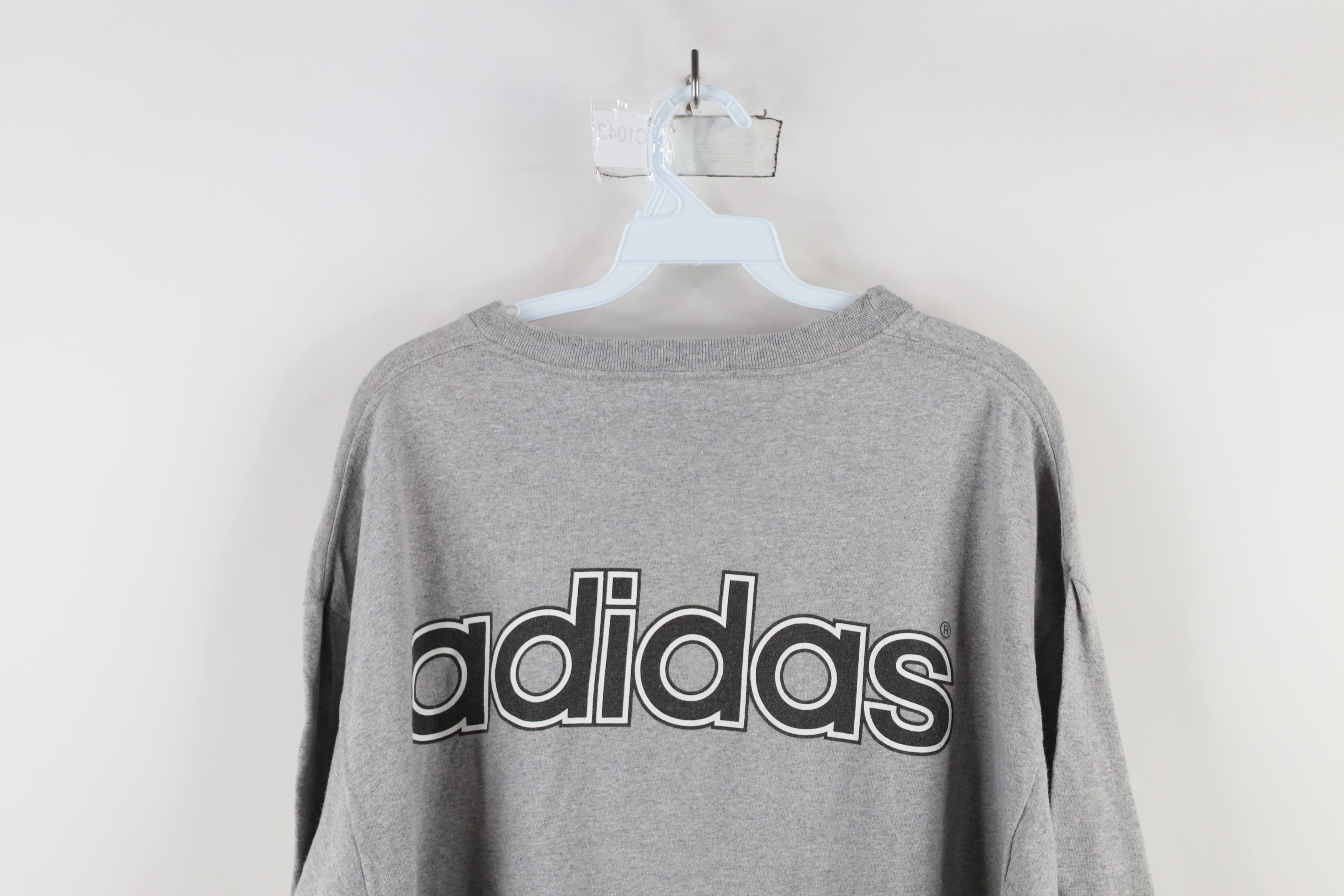 Adidas × Vintage Vintage 90s Adidas Spell Striped Trefoil T-Shirt Gray USA Size US L / EU 52-54 / 3 - 14 Thumbnail