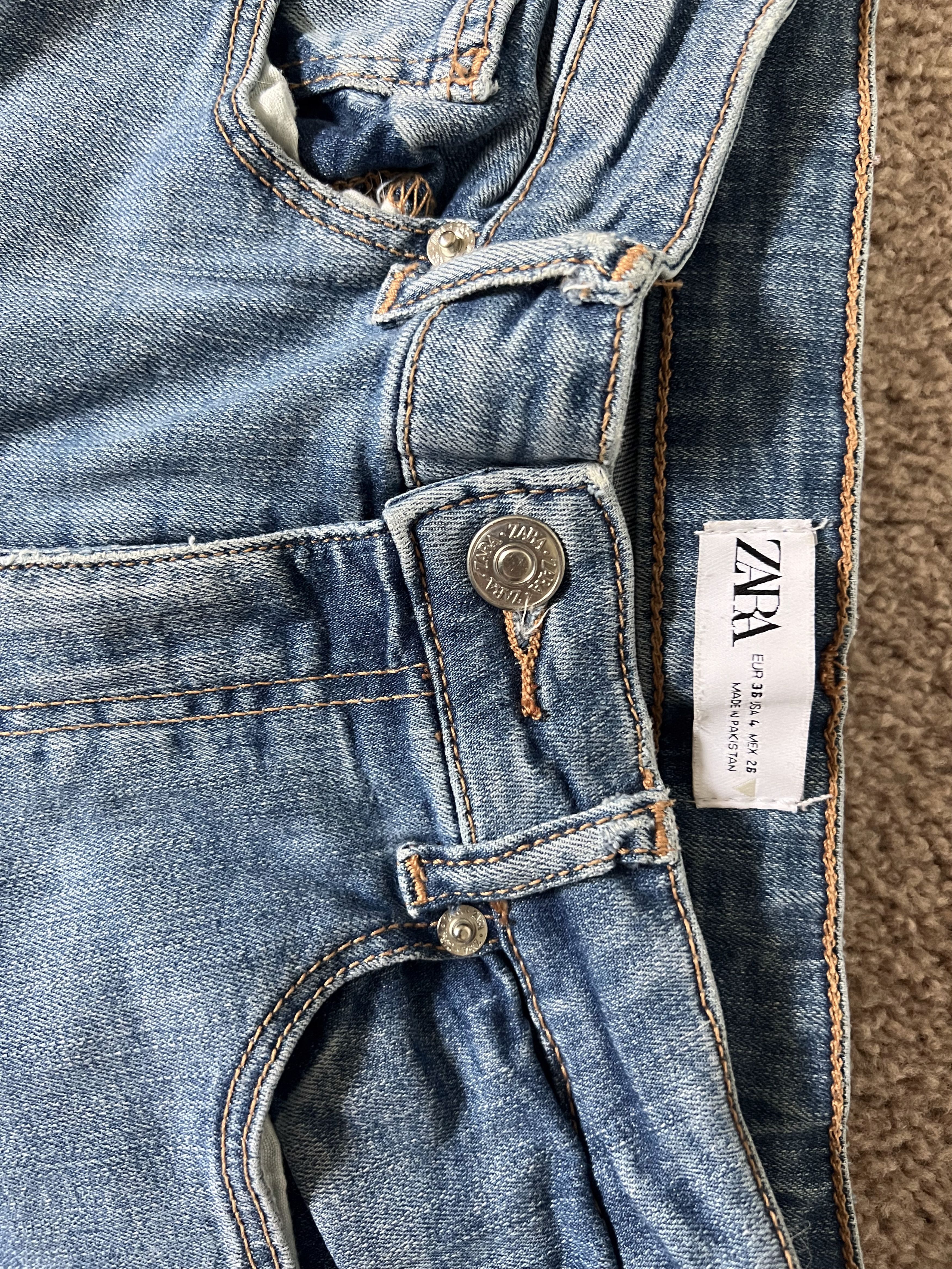 Zara Straight Leg Split Hem Denim Jeans Size 36" / US 14 / IT 50 - 3 Thumbnail