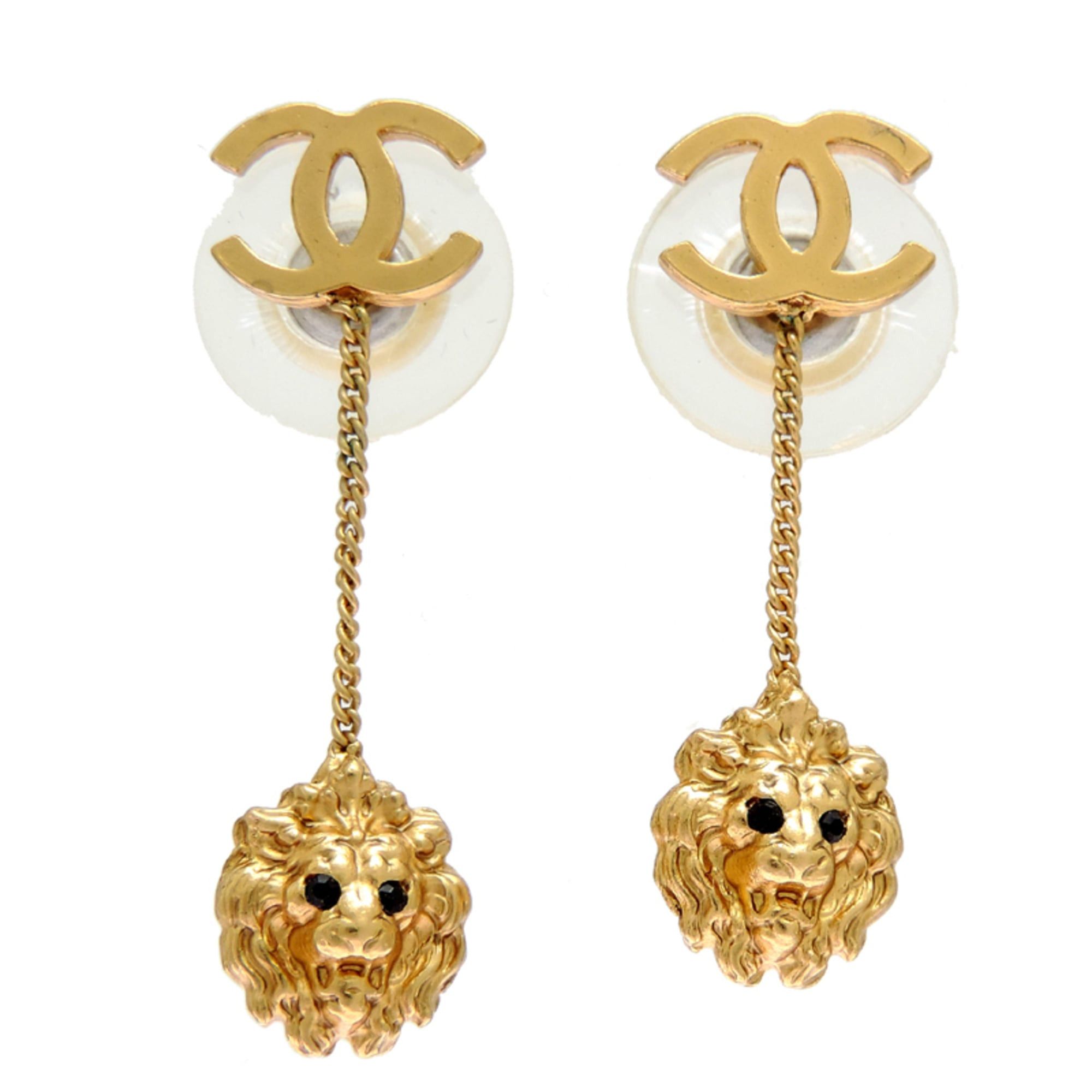 Chanel Chanel Coco Mark Lion Motif Women's Earrings GP Size ONE SIZE - 1 Thumbnail
