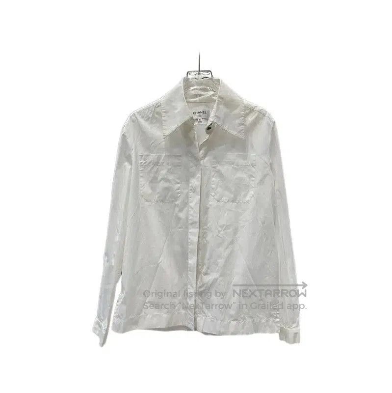 Chanel White Cotton Long Sleeve Shirt .