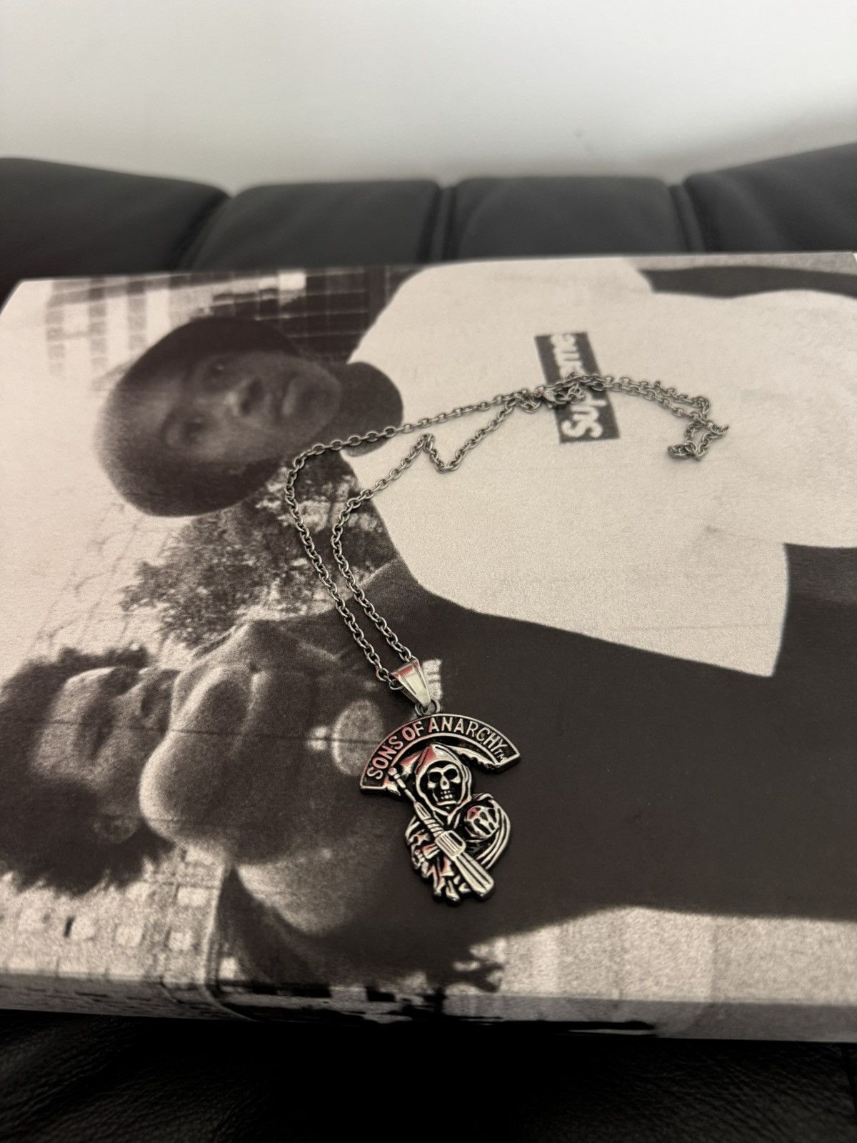 Jewelry x Vintage Sons Of Anarchy Vintage Necklace Chain Avant Garde Skeleton in Silver, Men's