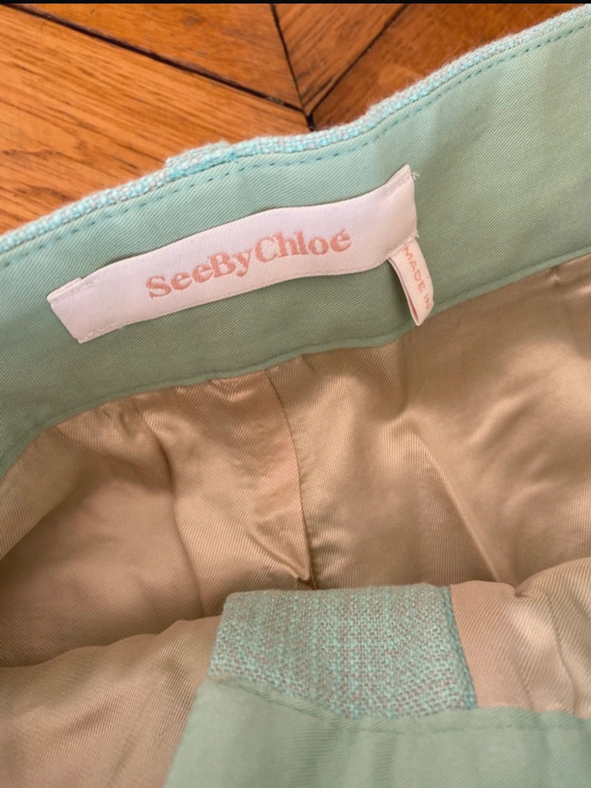See by Chloe Brand New See by Chloé Ocean Blue Straight Pleated Trousers Size 25" / US 0 / IT 36 - 3 Thumbnail
