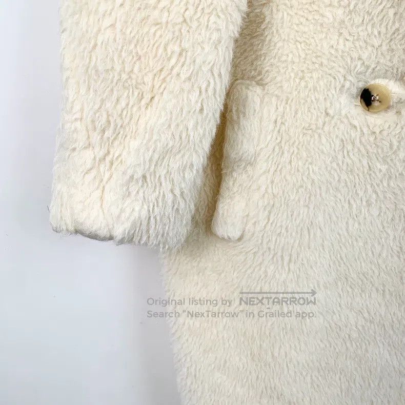 Max Mara Max Mara Ivory Teddy Alpaca Hair Lapel Double Breasted Lon Size M / US 6-8 / IT 42-44 - 4 Thumbnail