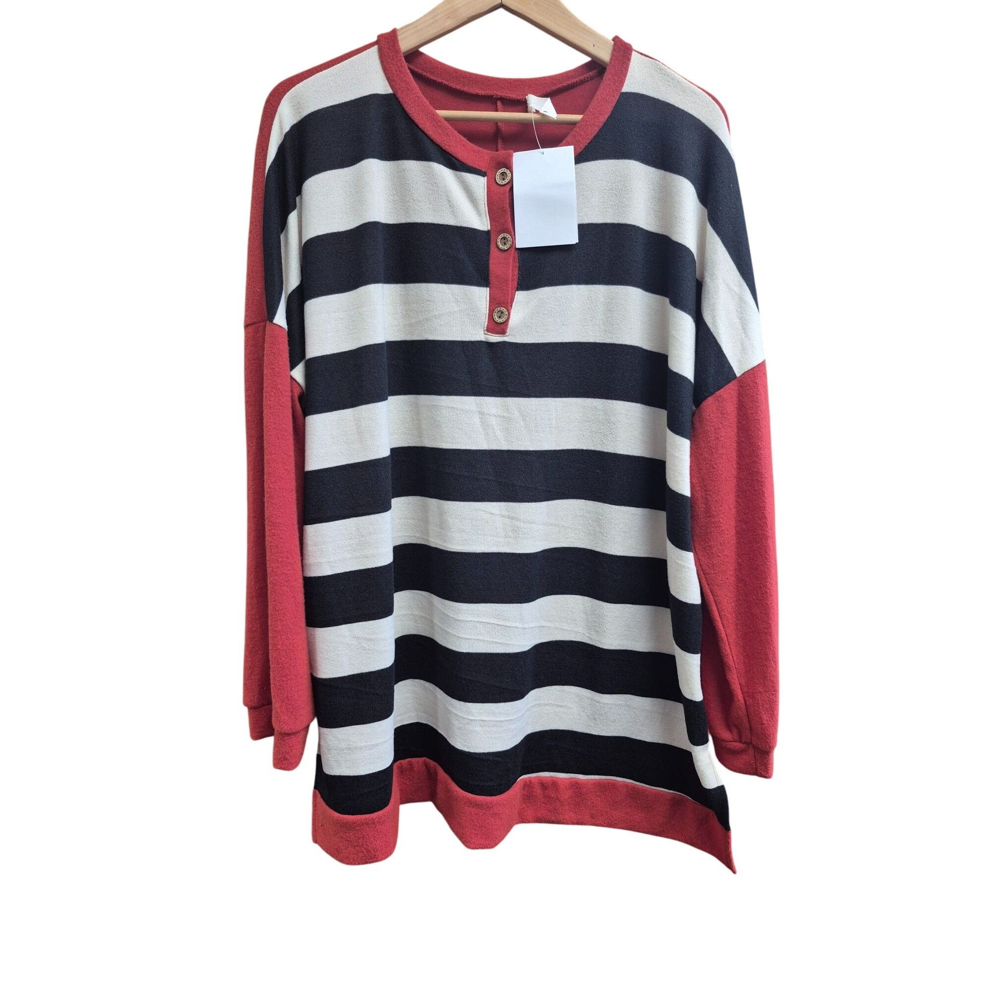 Other Jade By Jane Striped Long Sleeve Tunic Top 3XL Red & Black W Size 3XL / US 20-22 - 2 Thumbnail