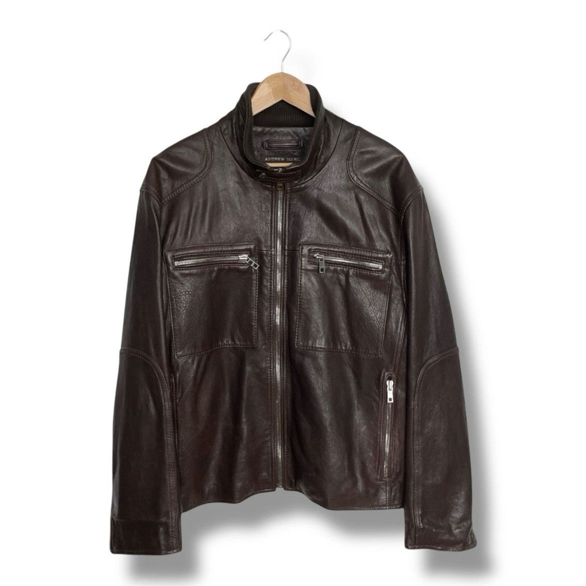 Andrew Marc Andrew Marc Leather Jacket Men’s Large Heavyweight Brown Size US L / EU 52-54 / 3 - 1 Thumbnail