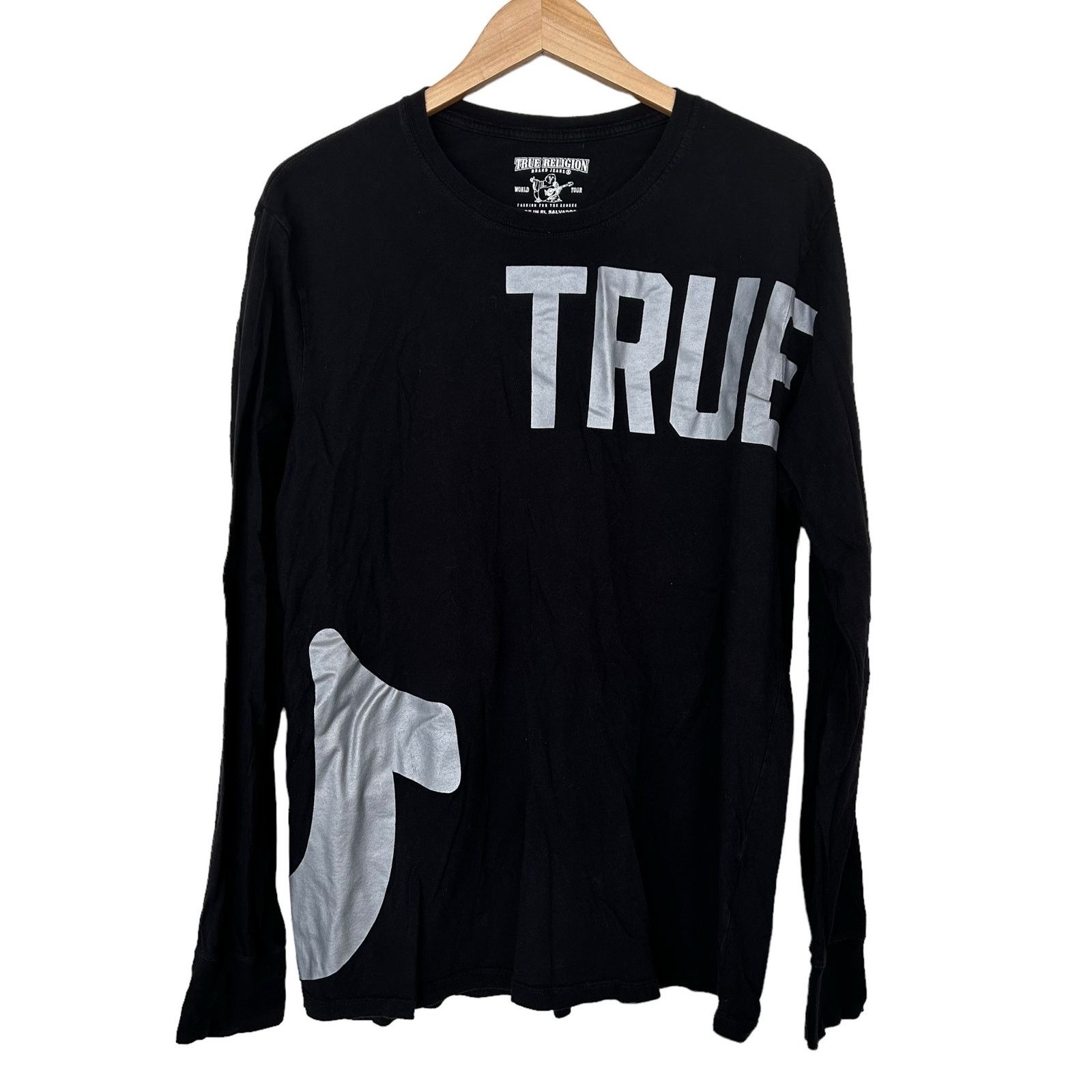 True Religion True Religion Black Spell Out Long Sleeve Shirt Sz L Size US L / EU 52-54 / 3 - 5 Thumbnail