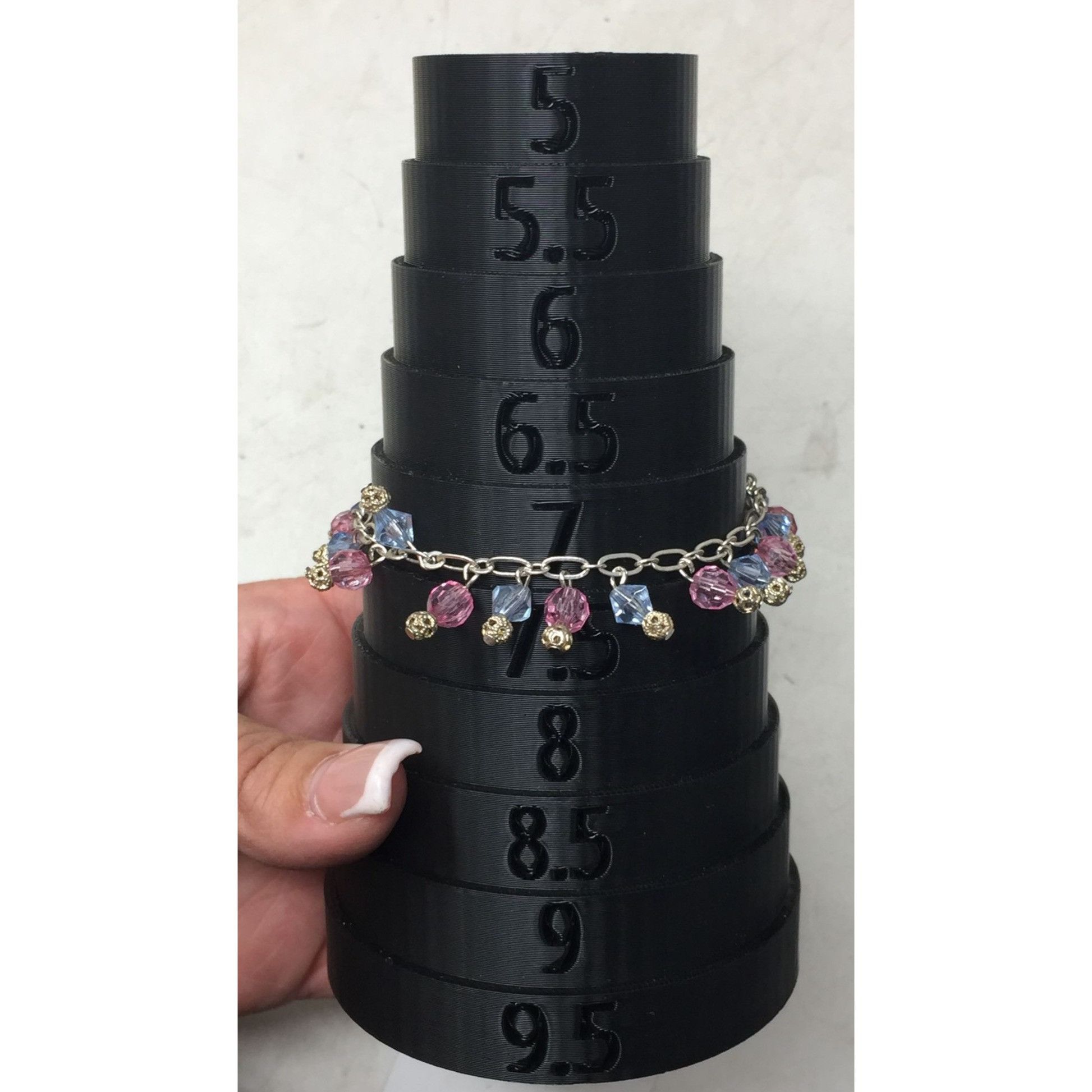 Other Women's Silver Tone Bracelet with Pink and Blue Hanging Gems Size ONE SIZE - 4 Thumbnail