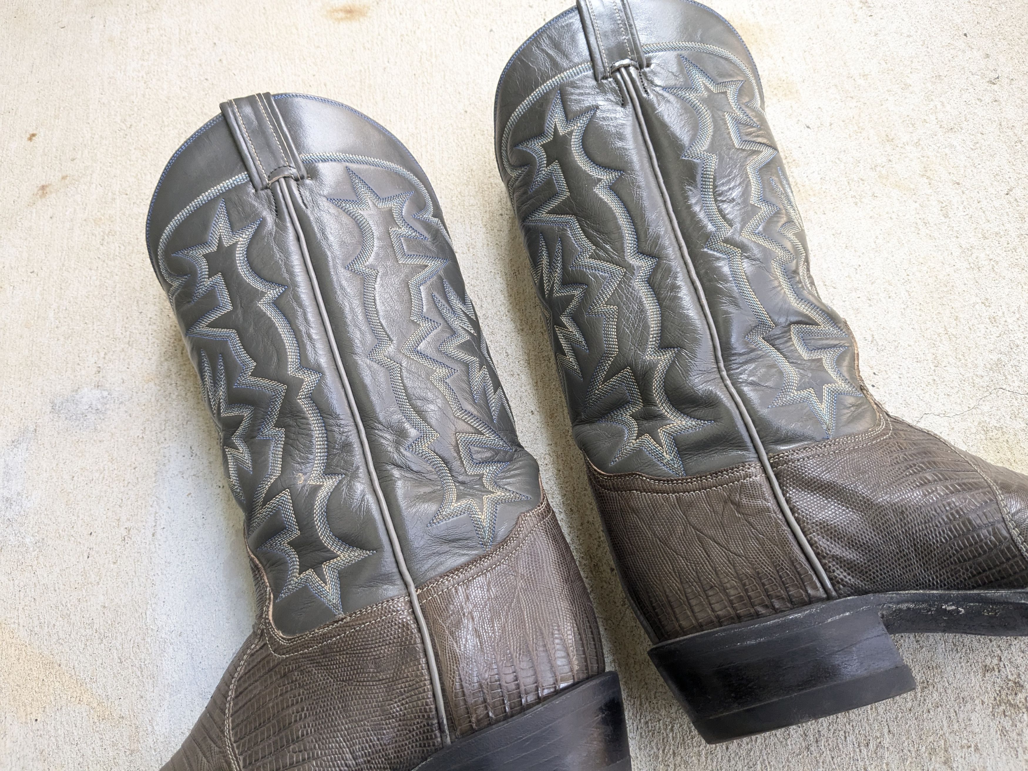 Other Tony Lama Cowboy Boots Lizard Green 9.5 D Leather Gray Size US 9.5 / EU 42-43 - 11 Thumbnail