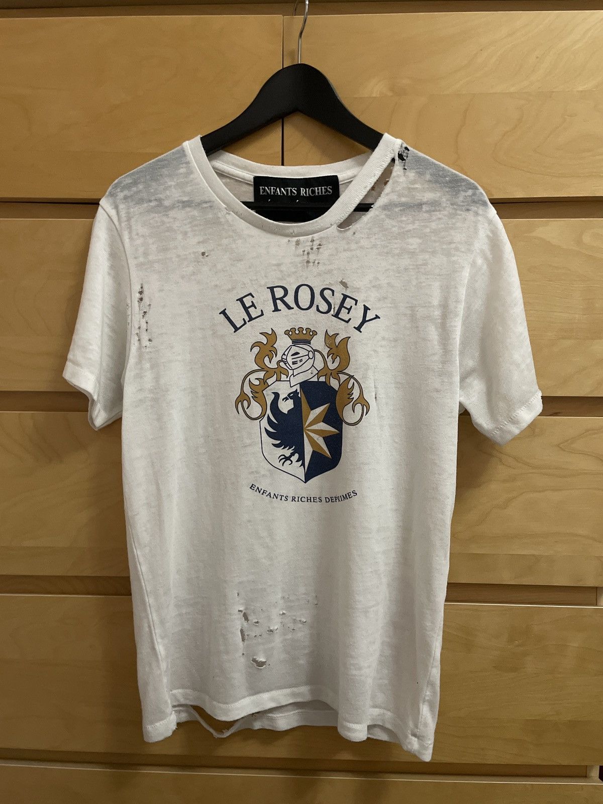 Pre-owned Enfants Riches Deprimes “le Rosey” Distressed T-shirt In White