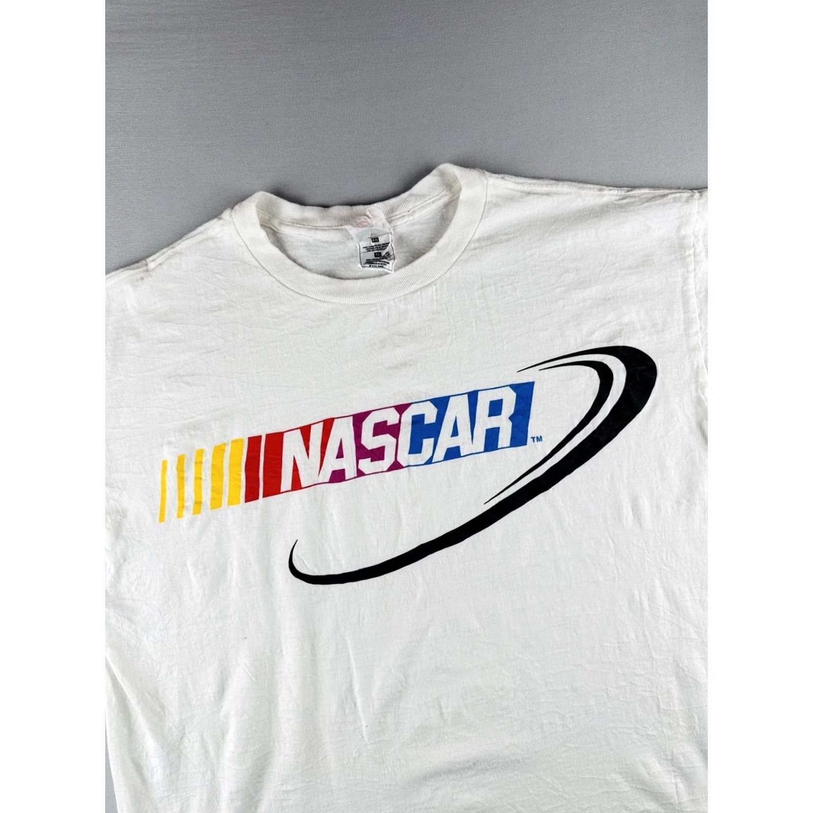 Fruit Of The Loom VINTAGE NASCAR Racing T Shirt XL White 90s Logo Tee Motorsports USA Size US XL / EU 56 / 4 - 2 Thumbnail