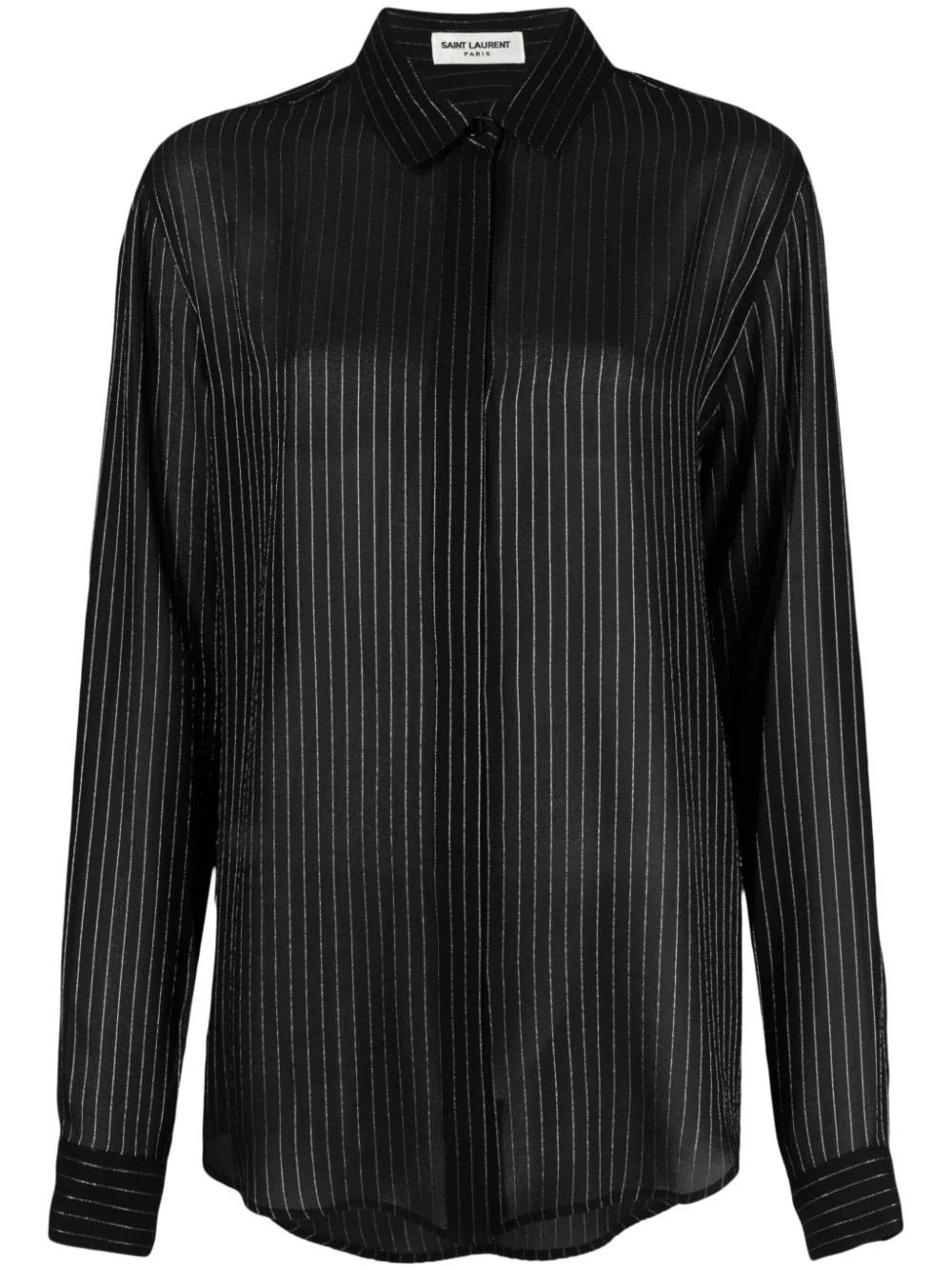 Saint Laurent Paris o1bcso1str0924 Chemise Blouse Lavalliere in Black Size US XS / EU 42 / 0 - 1 Thumbnail