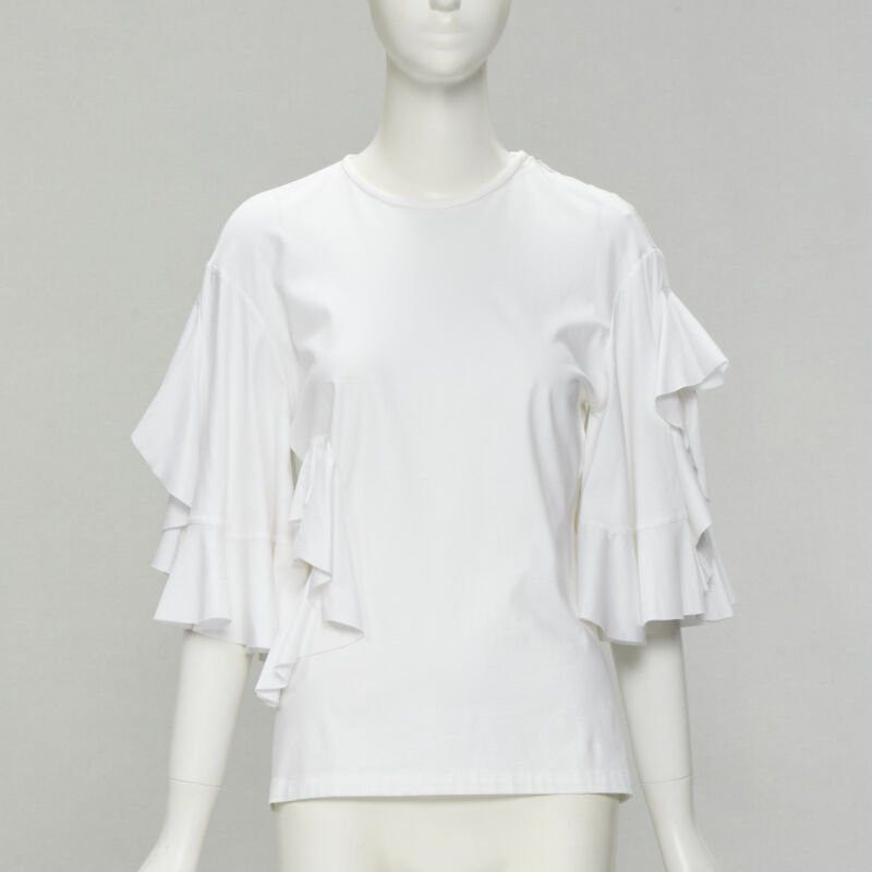 ELLERY ELLERY white wide ruffle sleeves cut out side cotton tshirt US4 S Size S / US 4 / IT 40 - 1 Thumbnail