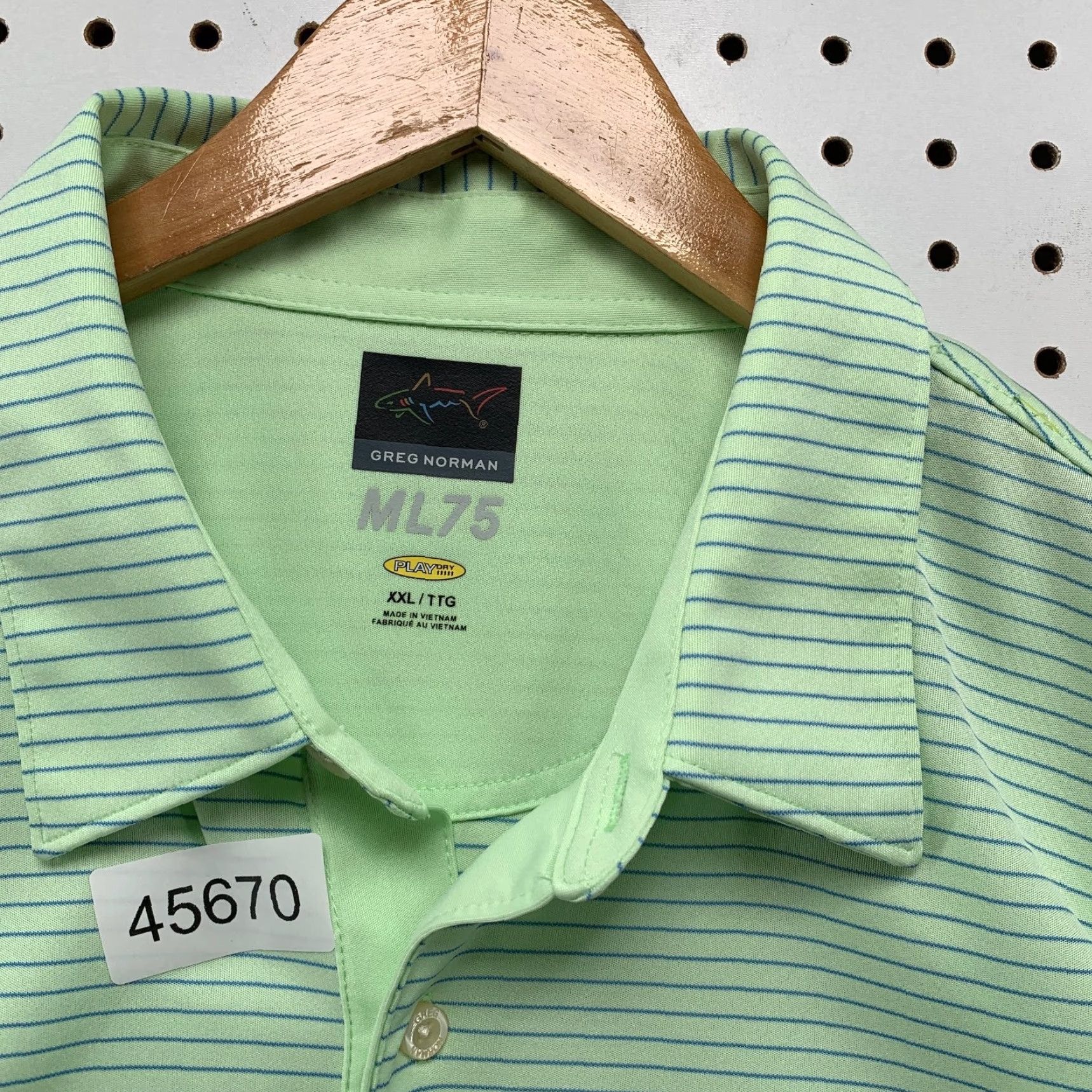 Vintage Greg Norman Black Sheep Golf Club Polo Shirt Mens 2XL Striped Mint Green Button Shirt Golf Polo Mens 2XL Green Striped Size US XXL / EU 58 / 5 - 4 Thumbnail