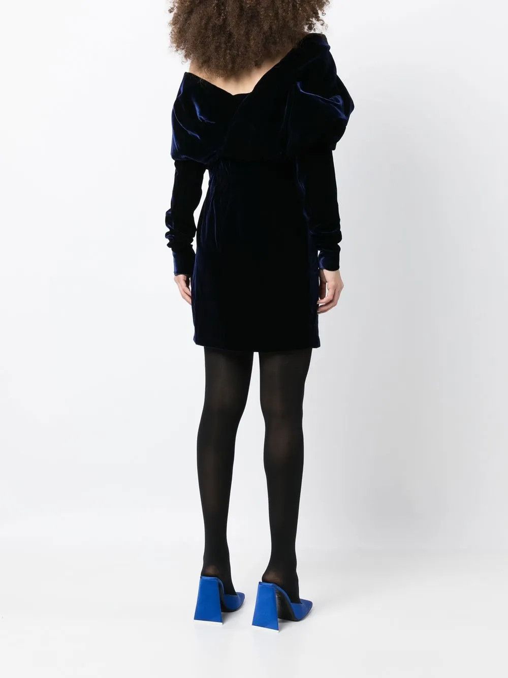 Tom Ford o1y0126 Velvet Mini Dress in Midnight Blue Size XS / US 0-2 / IT 36-38 - 4 Thumbnail