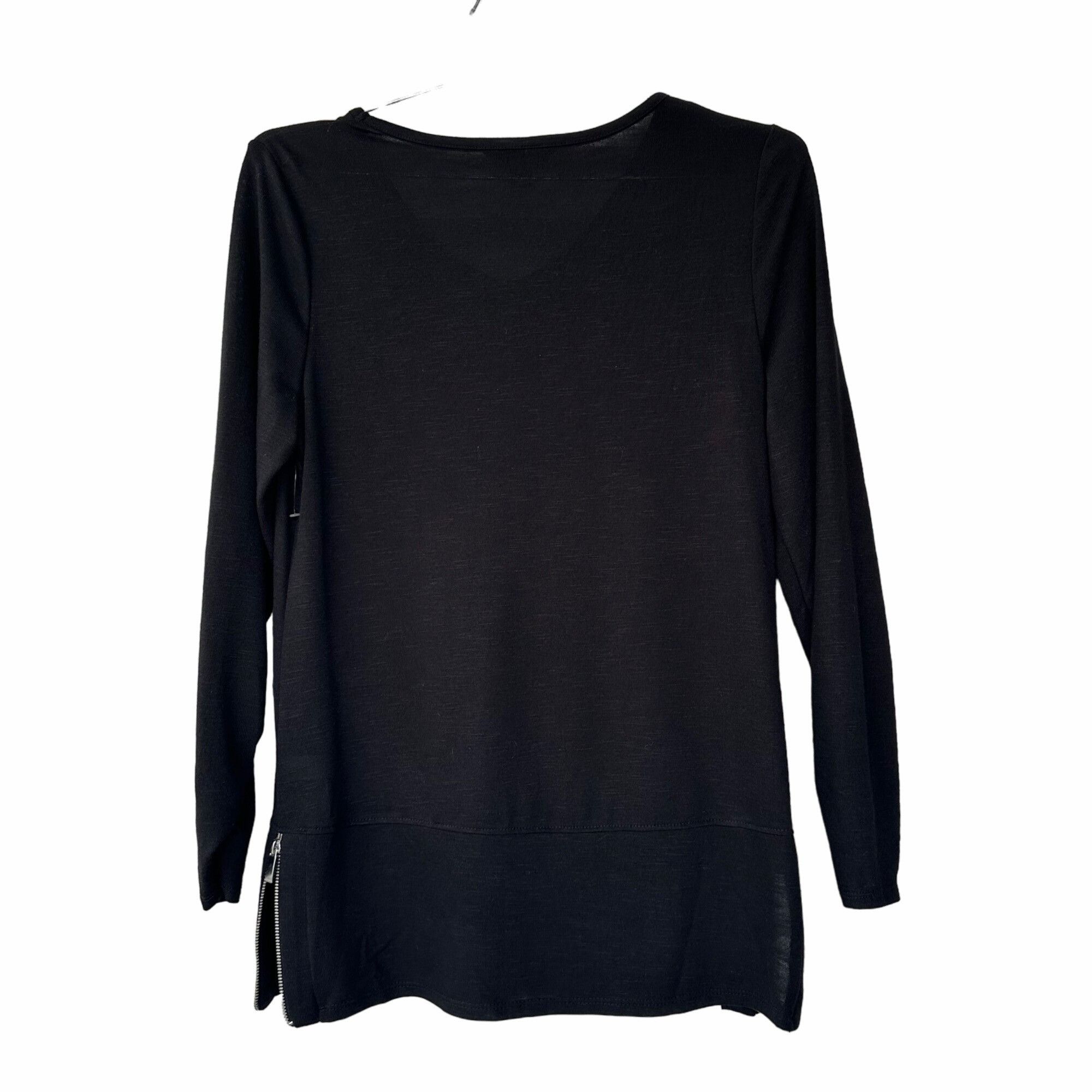 Apt. 9 Women Knit Top APT 9 Sz XS Black Ruched Long Sleeve V-neck S Size S / US 4 / IT 40 - 3 Thumbnail