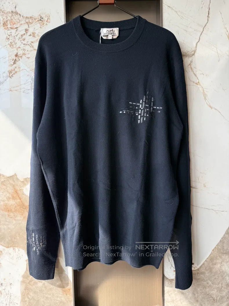 Hermes Hermes Men's black knitted long-sleeve pullover wool sweat Size US XL / EU 56 / 4 - 1 Thumbnail