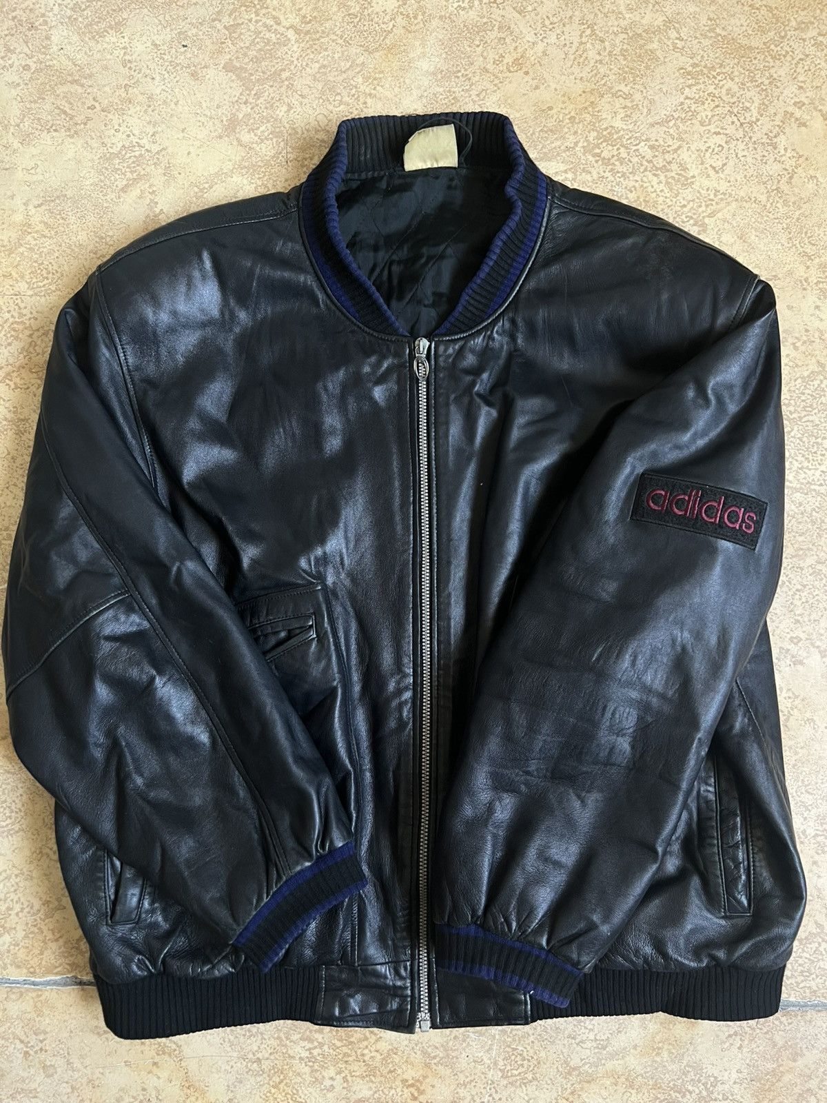 Adidas Vintage Adidas Leather Bomber Jacket Olympic Collection 1960 Size US XL / EU 56 / 4 - 1 Thumbnail