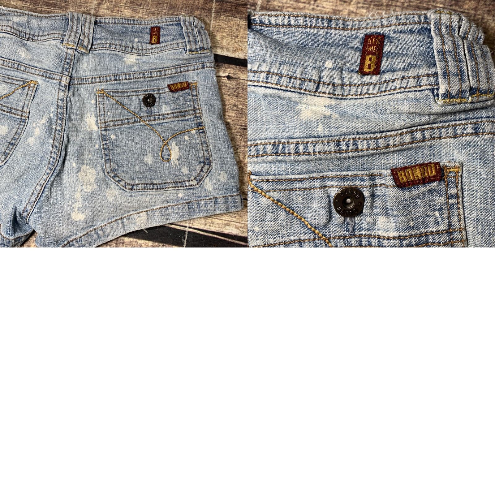 Vintage Womens Bongo Shorts Denim Distressed Flat Front 28 in Waist Size 5 Stretch Let Me Benediction? Size 28" / US 6 / IT 42 - 9 Thumbnail
