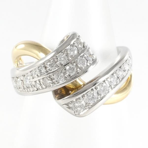 D1.00、Pt900、K18 ring Other PT900 Platinum K18 Yellow Gold Diamond Ring 0.50ct Size 8