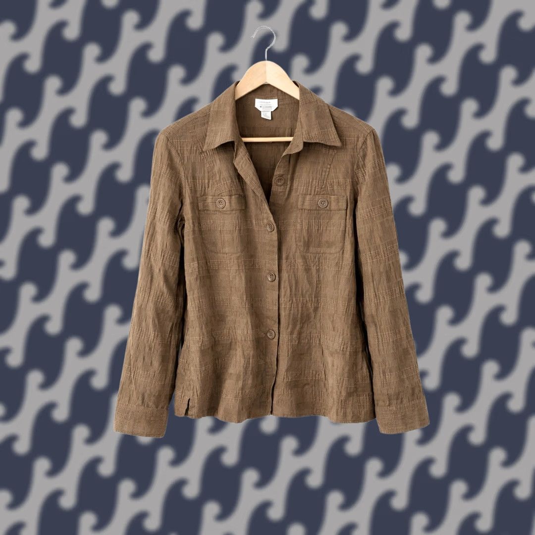 Vintage Christopher & Banks Stretch Utility Layering Shirt Women’s XL Brown Button Up Size XL / US 12-14 / IT 48-50 - 1 Thumbnail