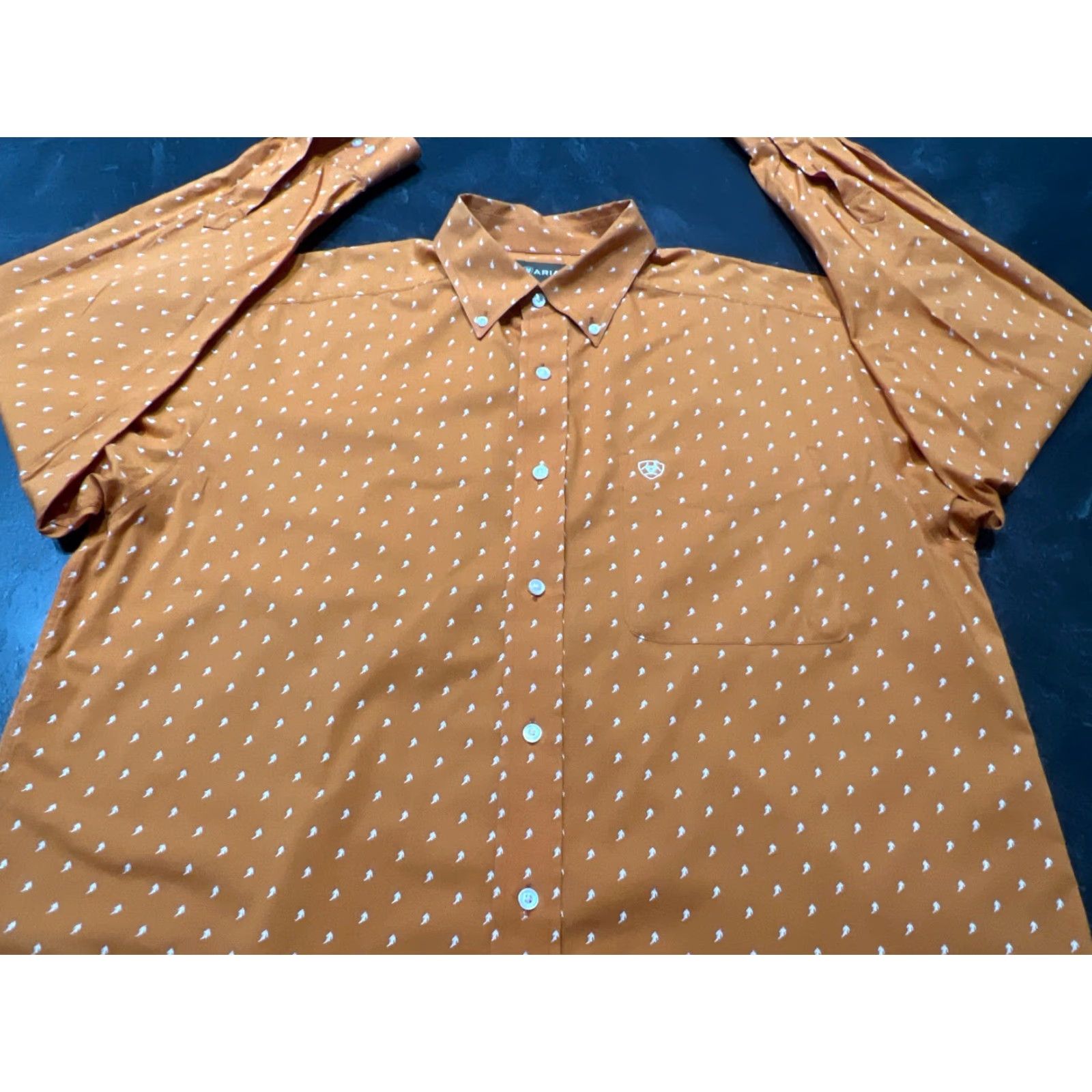 Ariat Ariat Graphic Print Long Sleeve Western Button-Up Shirt Men's Large Orange Pro Series Size US L / EU 52-54 / 3 - 2 Thumbnail