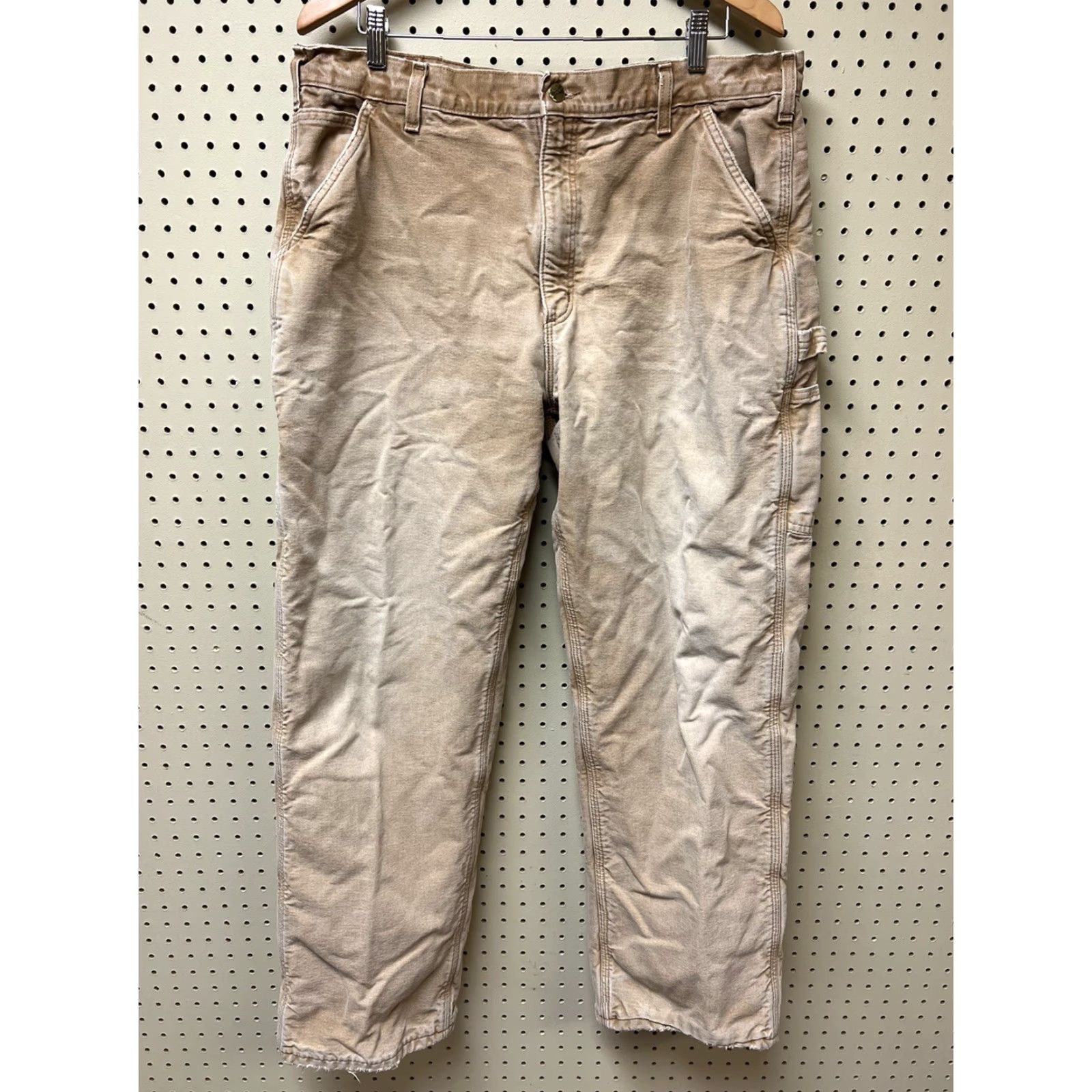 Carhartt VINTAGE Carhartt Mens B111 BRN Canvas Flannel Lined Pants Carpenter Workwear 38x31 38x32 Brown Mens Size US 38 / EU 54 - 2 Thumbnail