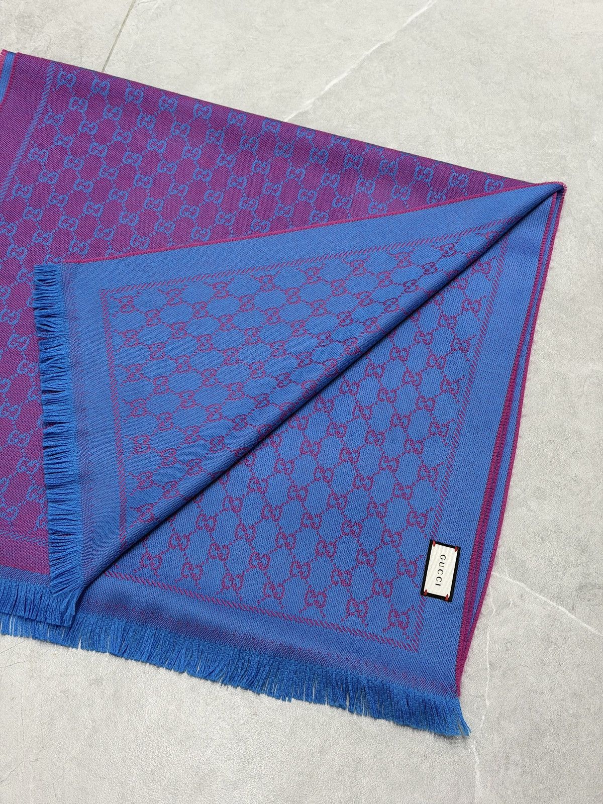 Gucci GUCCI GG Monogram Wool Scarf Purple Blue Demna Nettspend Size ONE SIZE - 8 Thumbnail