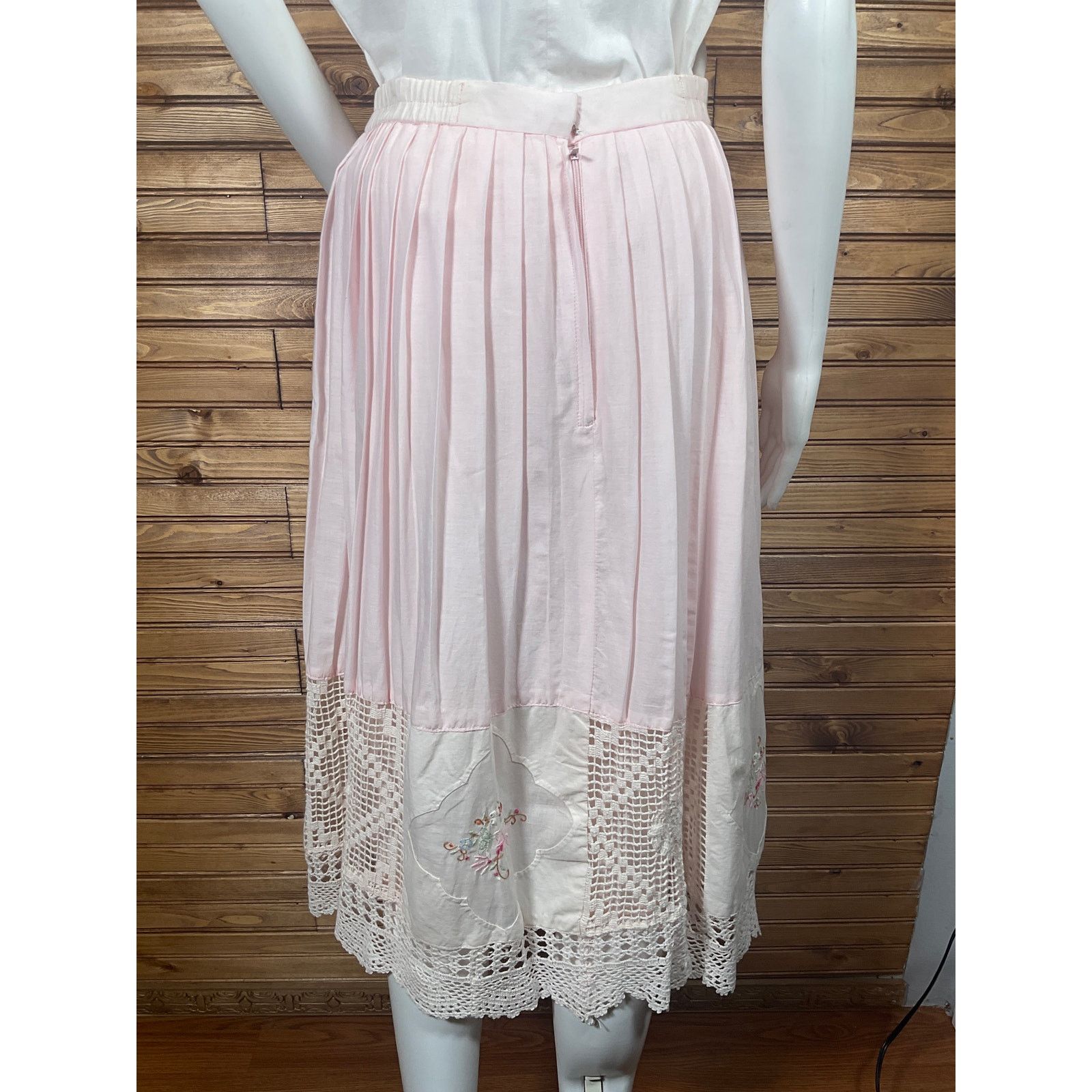 Other Cottagecore Prairie Set Pink and White Lace Embroidery Vtg Size S / US 4 / IT 40 - 10 Thumbnail