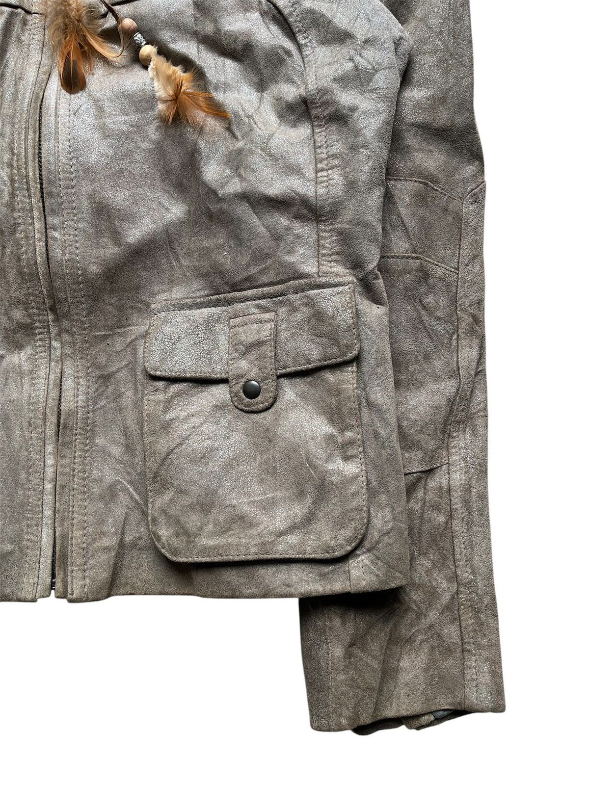 Isamu Katayama Backlash 2000s Alfani Petite dust gray wax glitter leather jacket Size US S / EU 44-46 / 1 - 4 Thumbnail