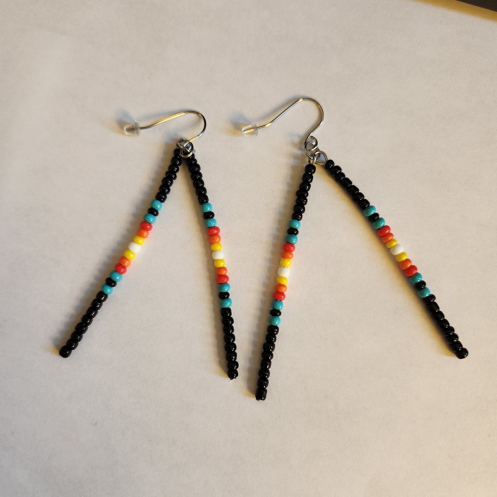 Other Beaded Dangle Earrings Black Multicolor Seed Beads Size ONE SIZE - 4 Thumbnail