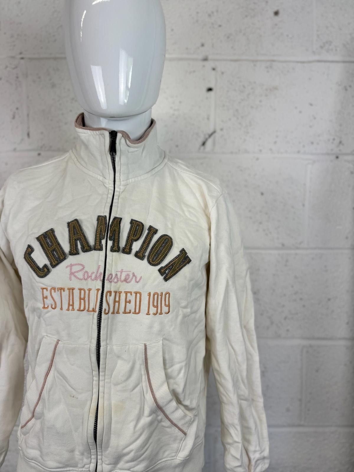 Champion Champion White Brown Full Zip Jacket Mens Size M Size US M / EU 48-50 / 2 - 2 Thumbnail
