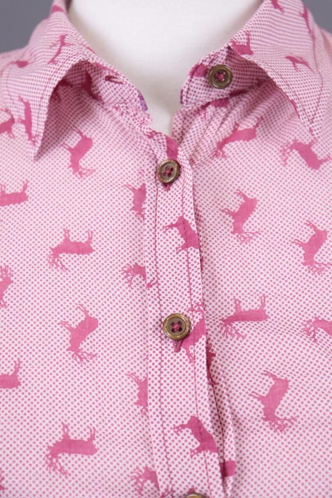 Designer Emily Van Den Bergh Pink Deer Print Blouse Shirt Size 36 / S Size M / US 6-8 / IT 42-44 - 3 Thumbnail