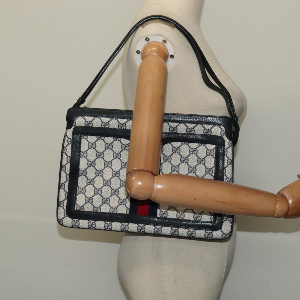 Gucci GUCCI GG Supreme Sherry Line Shoulder Bag Pvc Navy Gold 41 Size ONE SIZE - 23 Thumbnail