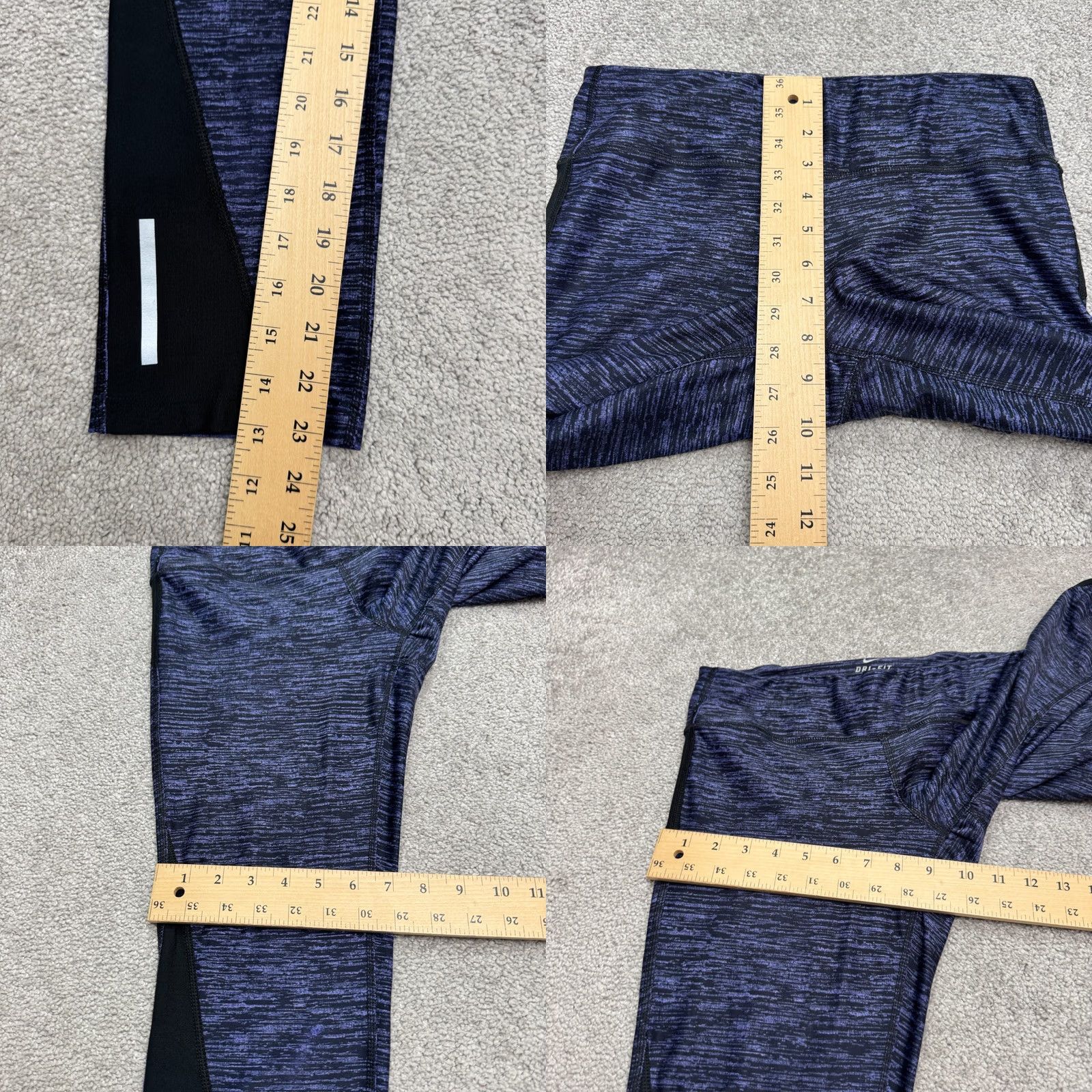 Nike Nike Dri-Fit Cropped Capri Leggings Womens M Purple Black Purple Running Size 32" / US 10 / IT 46 - 10 Thumbnail
