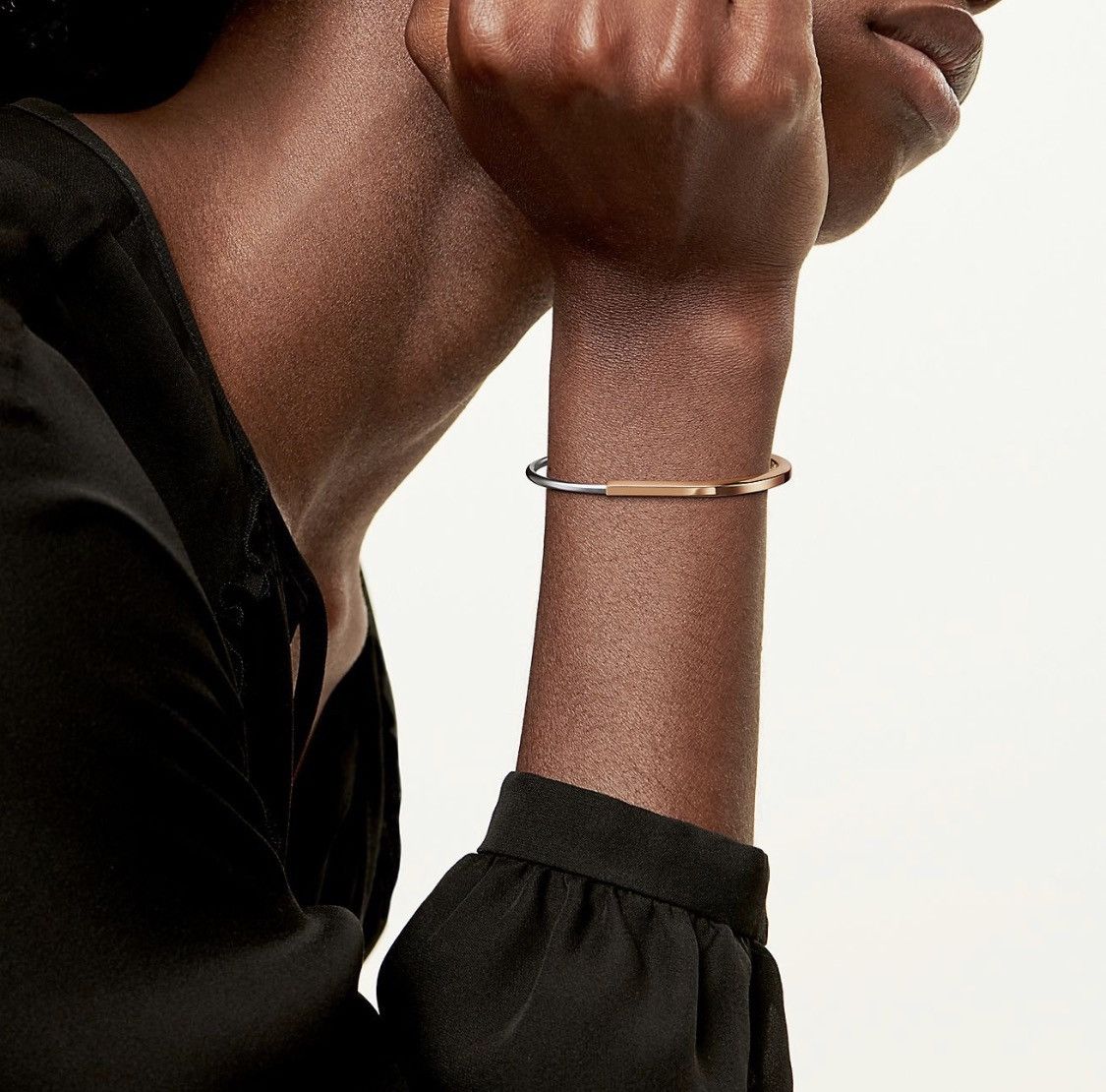 Tiffany & Co. Tiffany Lock Narrow Bangle Rose/White Gold 🚫READ DESCRIPTION Size ONE SIZE - 11 Thumbnail