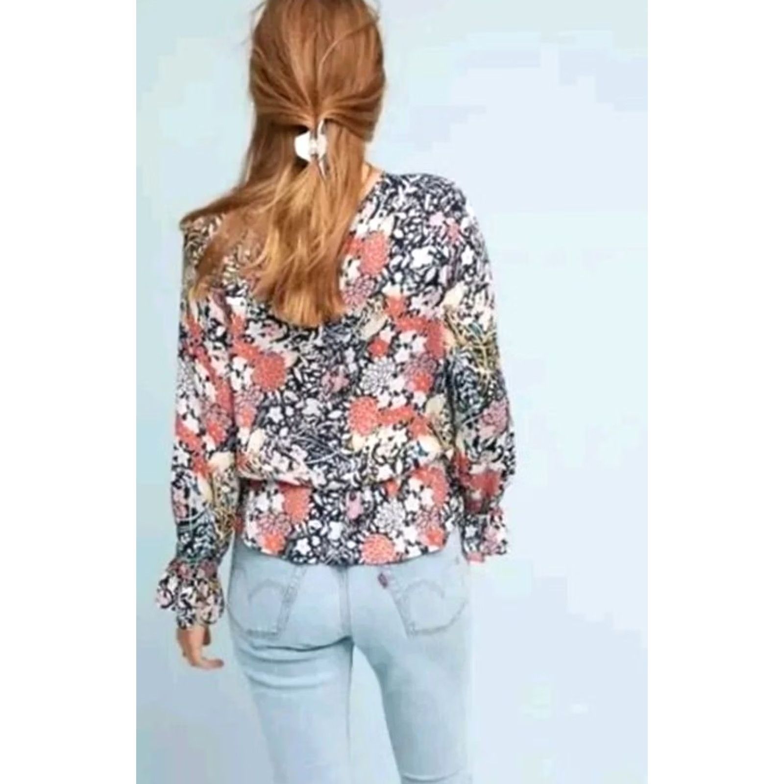 Anthropologie Anthropologie Maeve Floral Begonia Peasant Top Boho Lagenlook Small Size S / US 4 / IT 40 - 2 Thumbnail