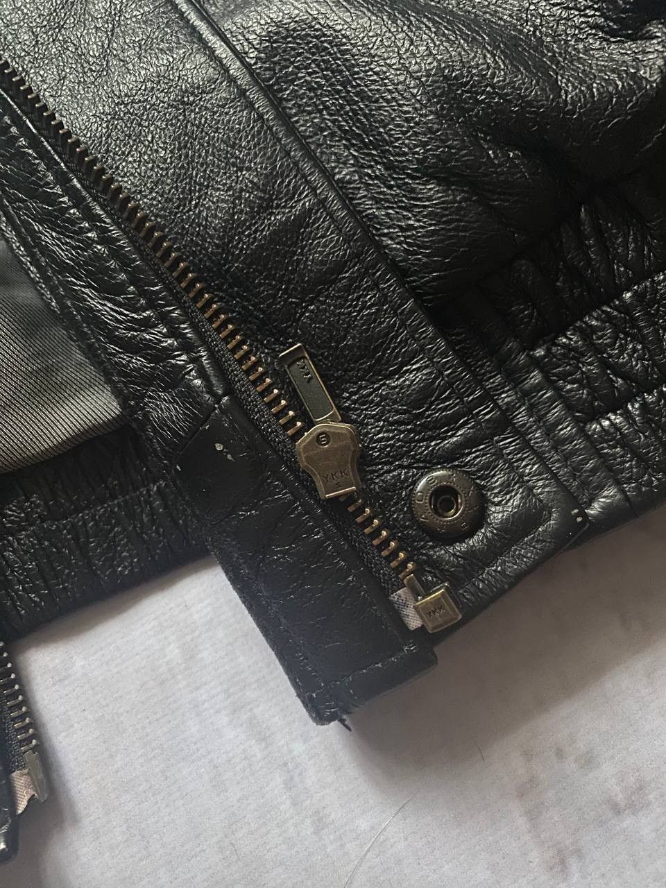 Genuine Leather × Vintage Vintage Leather Bomber Jacket Moto Y2K Schott Style Size US XL / EU 56 / 4 - 6 Thumbnail