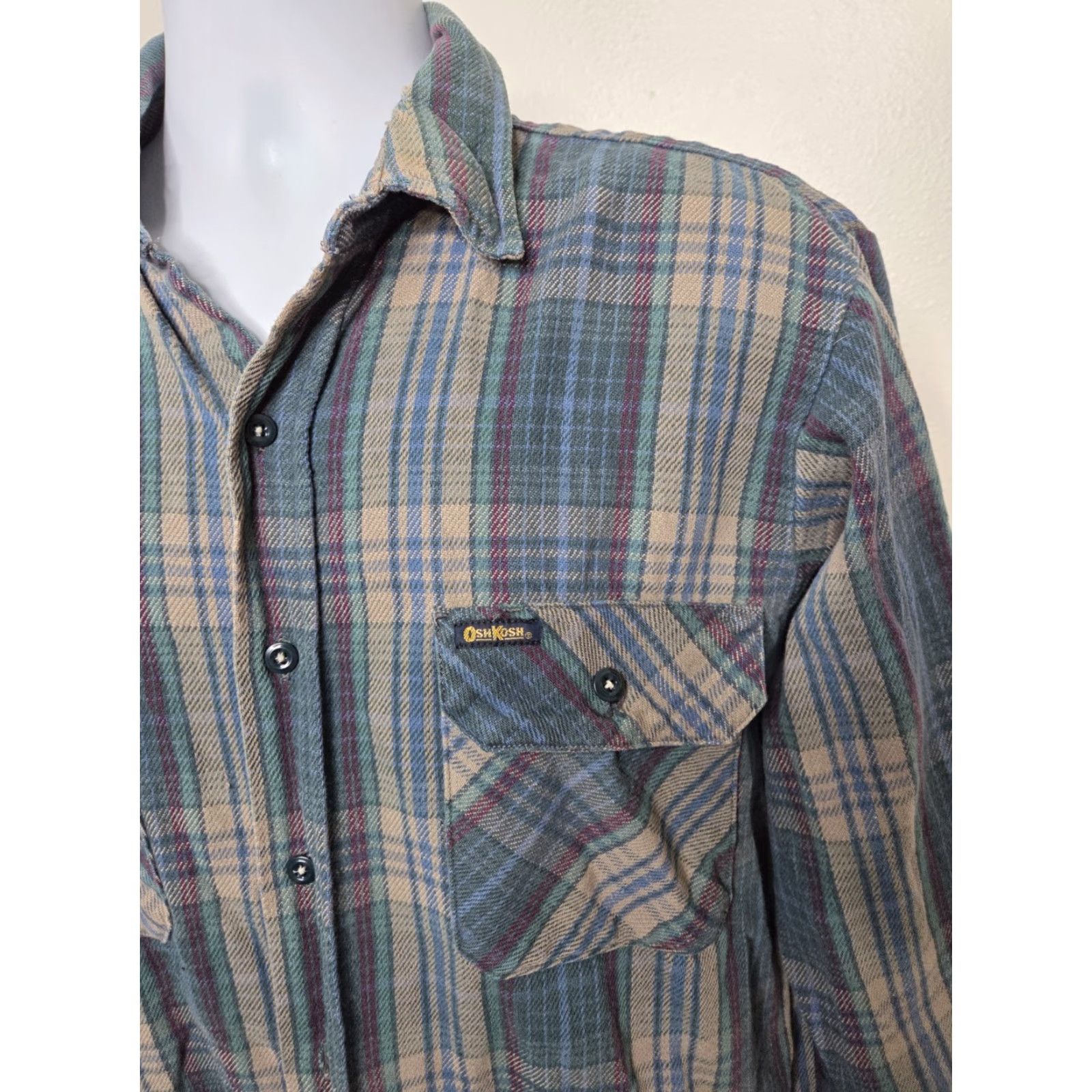 Vintage VINTAGE OshKosh B'Gosh Flannel Shirt Mens Large Blue Heavy Button Up Long Sleeve Size US L / EU 52-54 / 3 - 2 Thumbnail