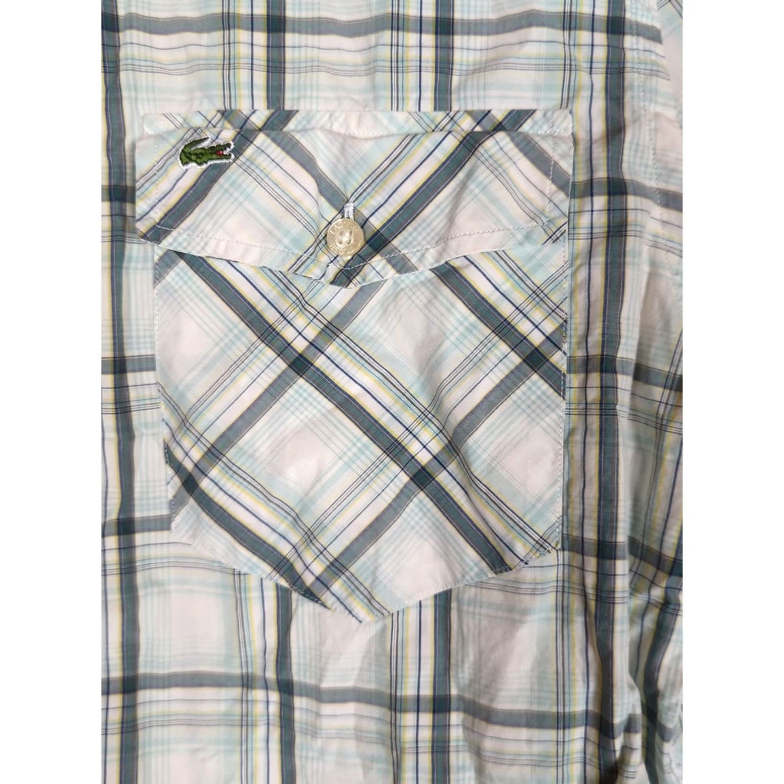 Lacoste Lacoste Button-Up Shirt Mens M Green Yellow Plaid Chest Logo Button-Down Collar Long Sleeve Size US M / EU 48-50 / 2 - 4 Thumbnail